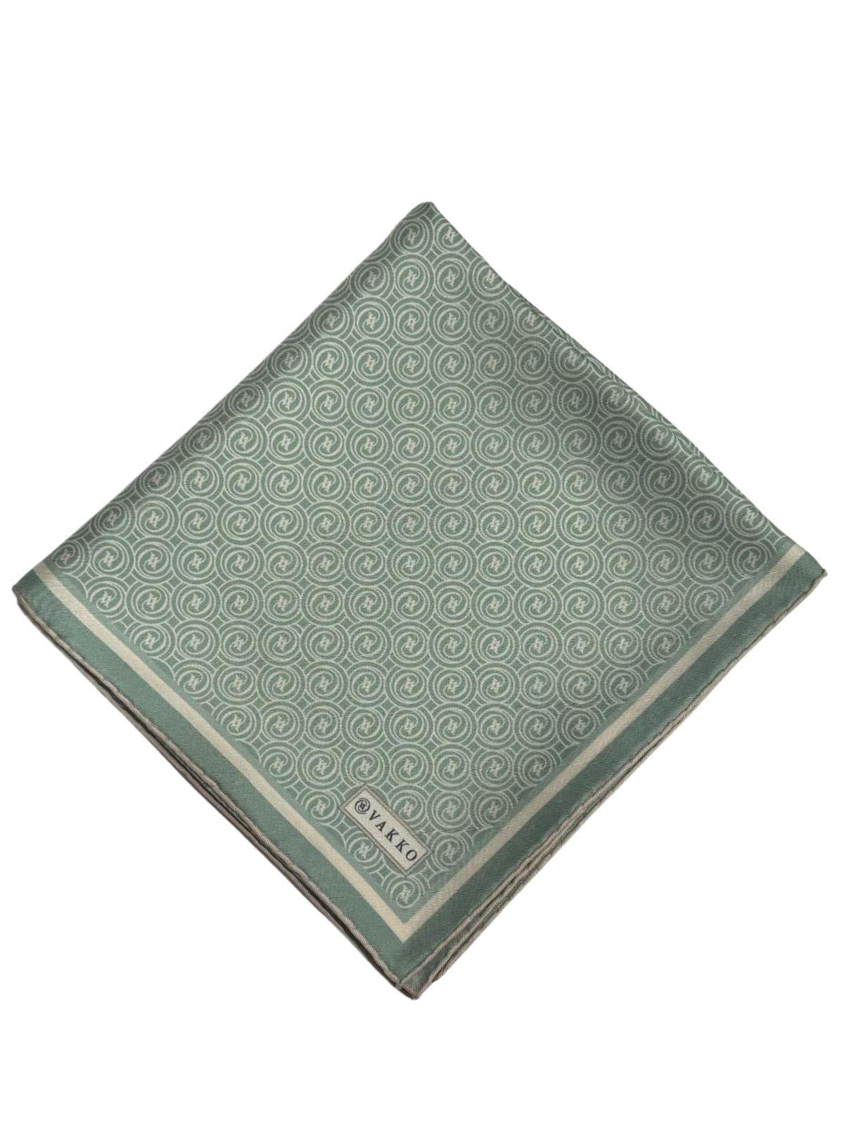 Vakko Tivil Monogram İpek Eşarp 41408-Açık Yeşil Ekru
