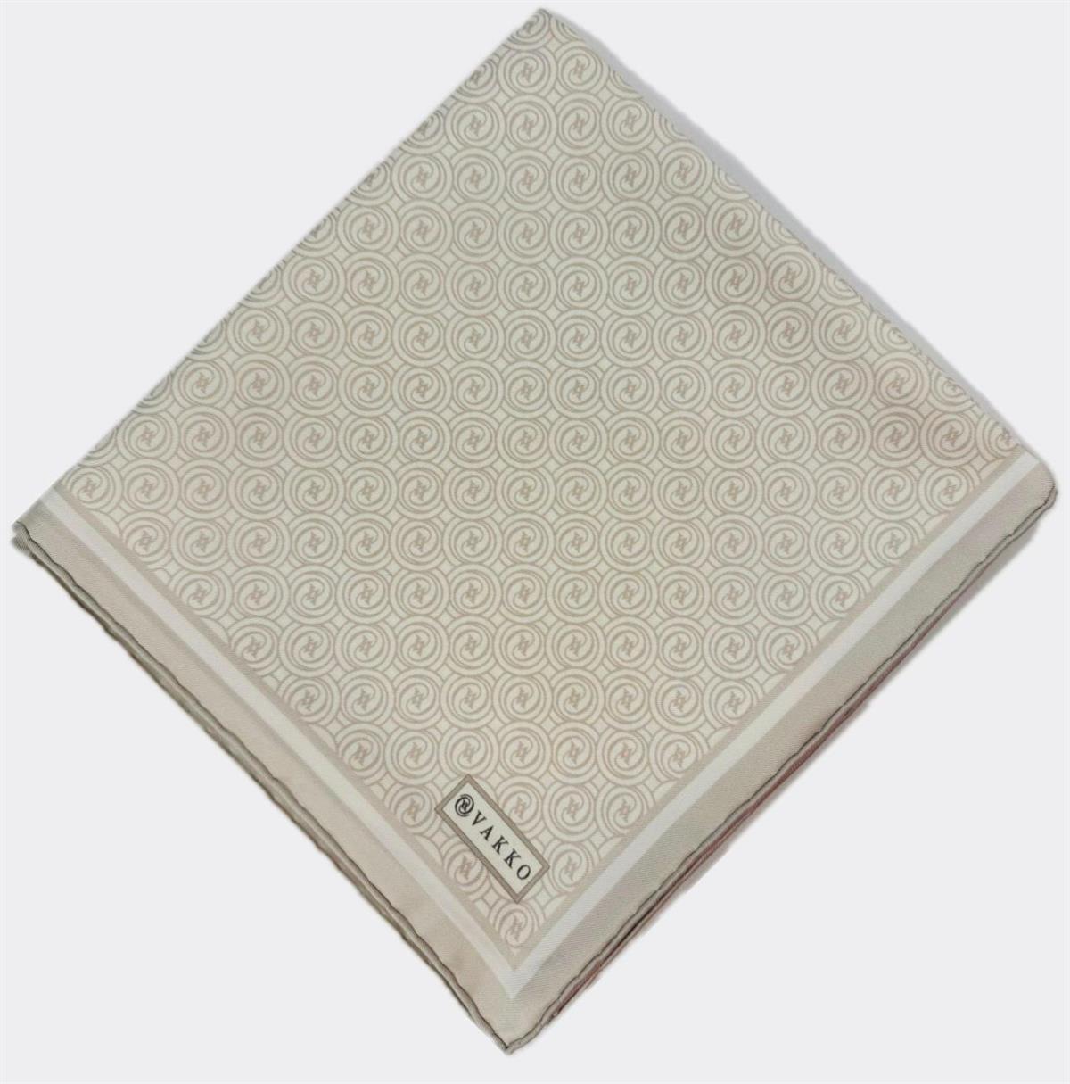 Vakko Tivil Monogram İpek Eşarp 41408-Ekru