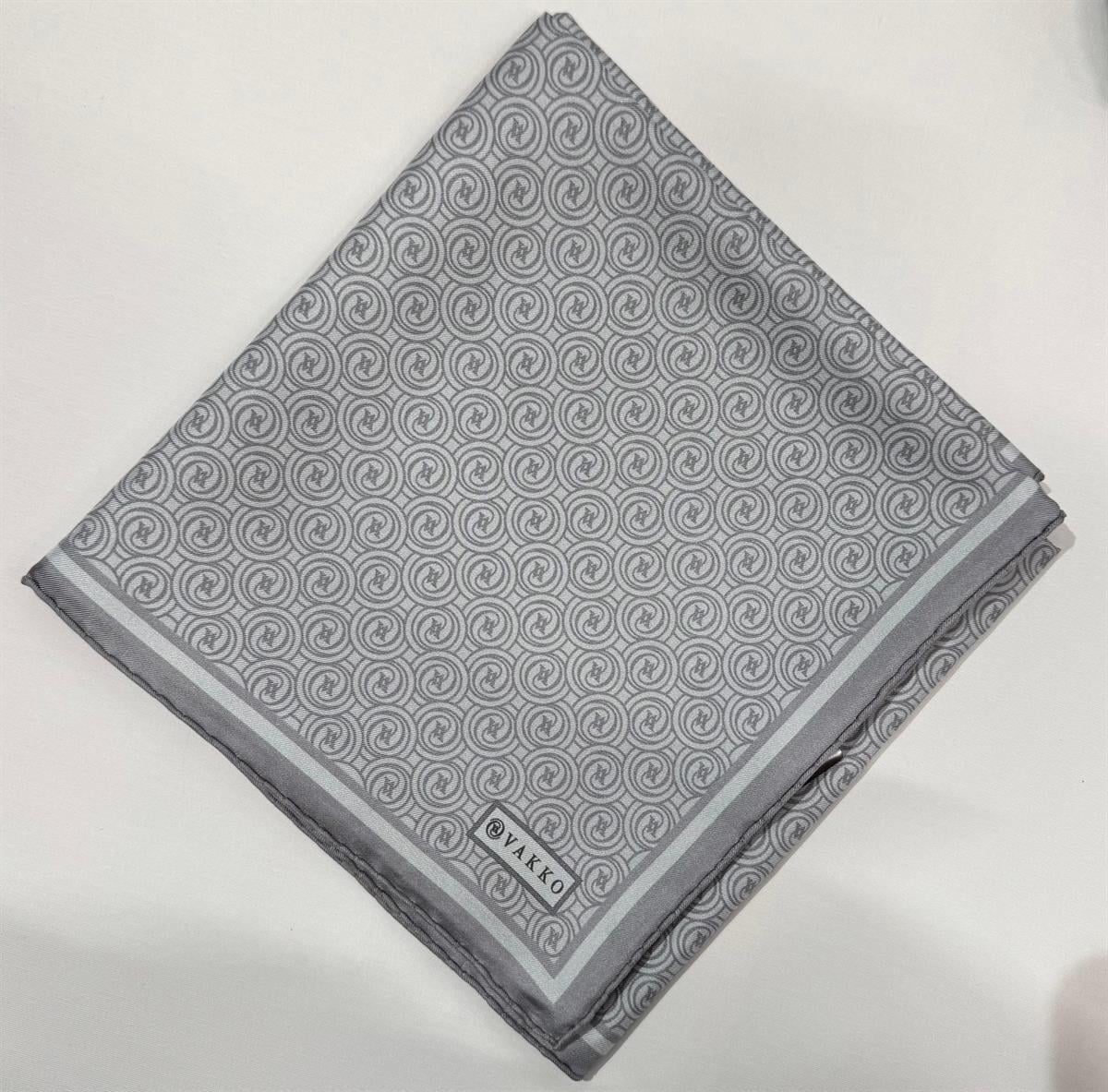 Vakko Tivil Monogram İpek Eşarp 41408-Gümüş