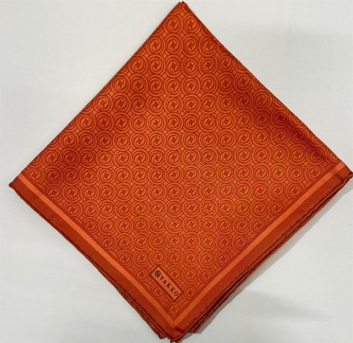 Vakko Tivil Monogram İpek Eşarp 41408-Koyu Somon