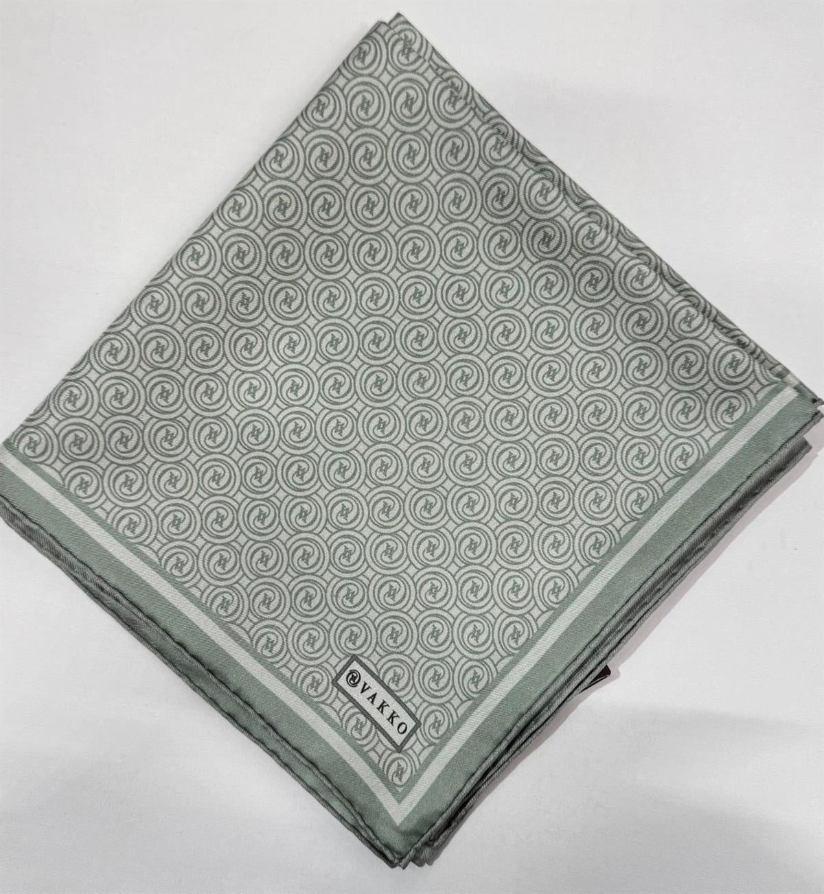 Vakko Tivil Monogram İpek Eşarp 41408-Açık Yeşil