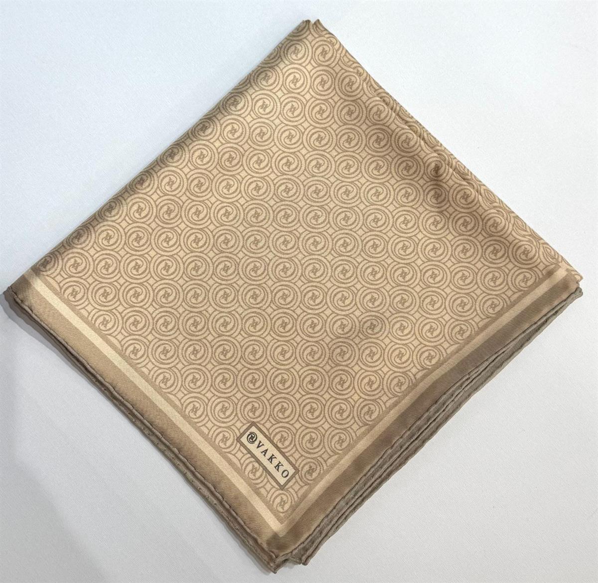 Vakko Tivil Monogram İpek Eşarp 41408-Bej