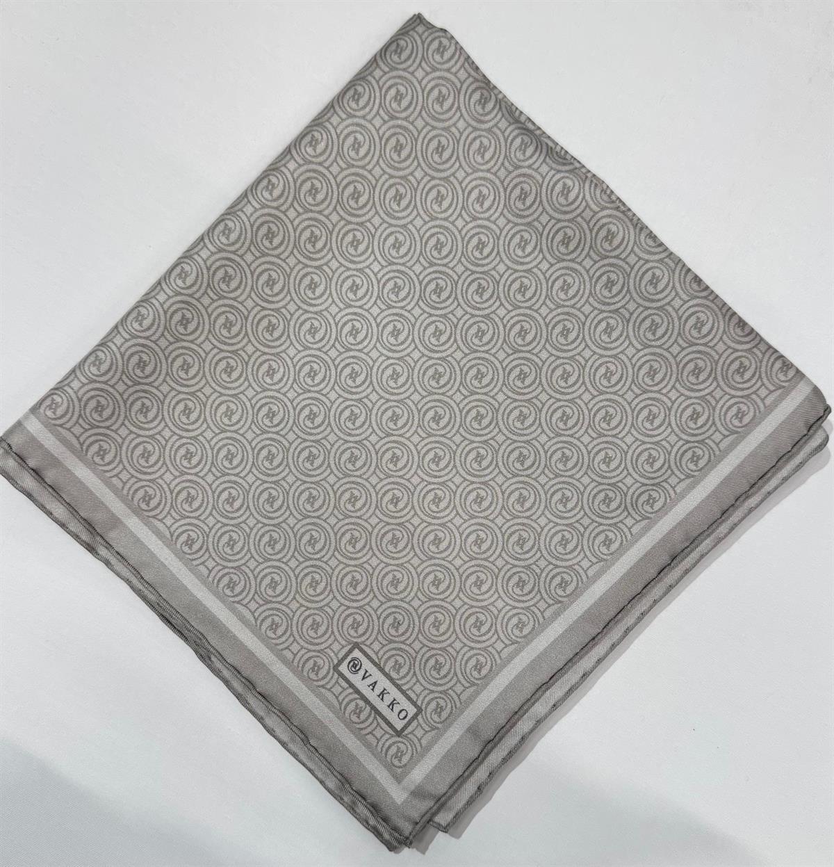 Vakko Tivil Monogram İpek Eşarp 41408-Açık Haki