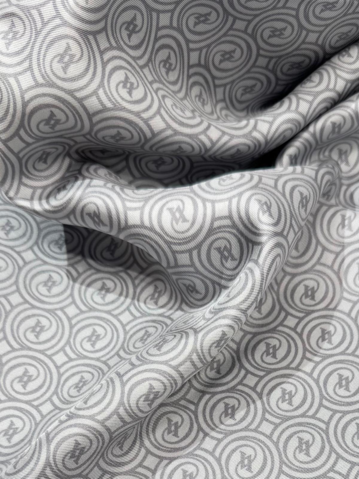 Vakko Tivil Monogram İpek Eşarp 41408-Gümüş