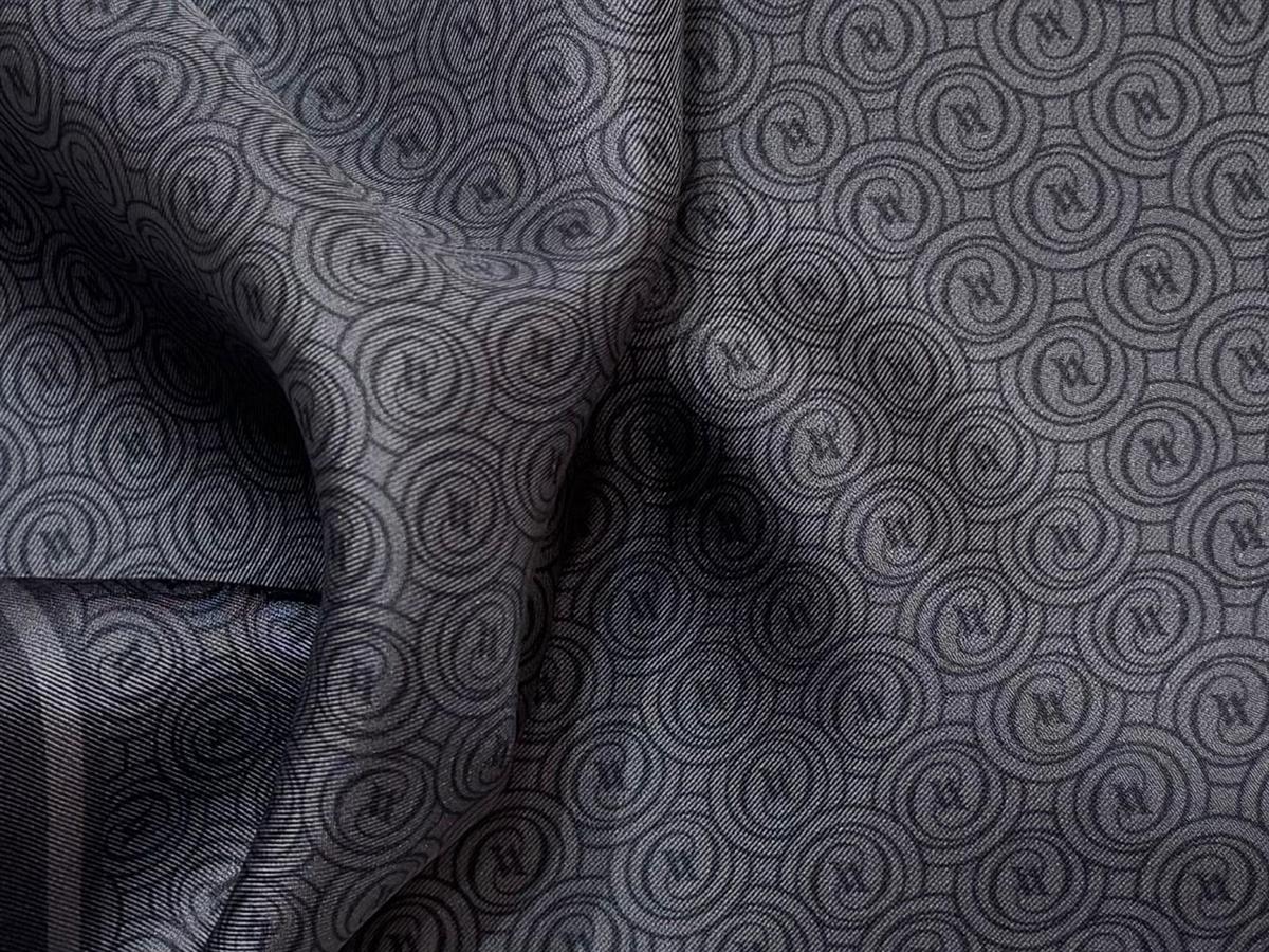 Vakko Tivil Monogram İpek Eşarp 41408-Koyu Gri