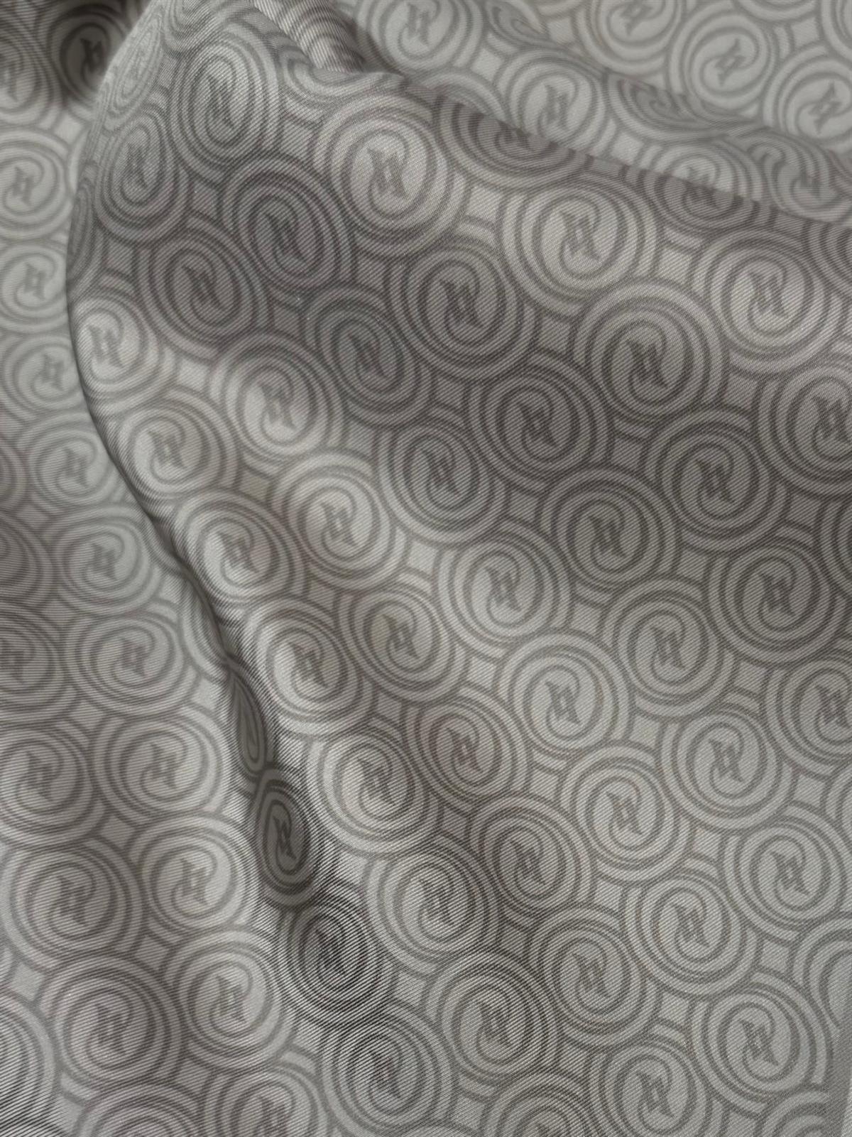 Vakko Tivil Monogram İpek Şal 41407-Açık Haki