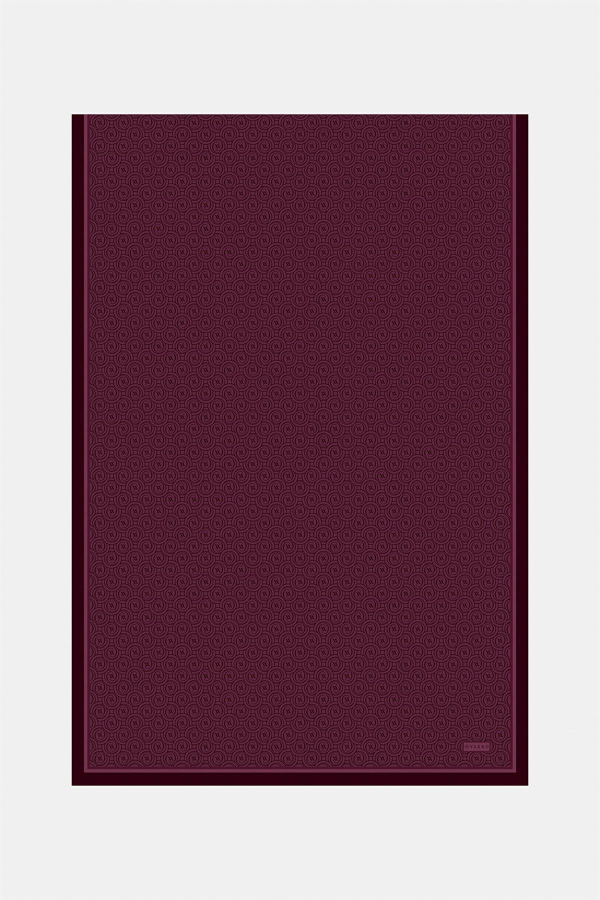 Vakko Tivil Monogram İpek Şal 41407-Bordo