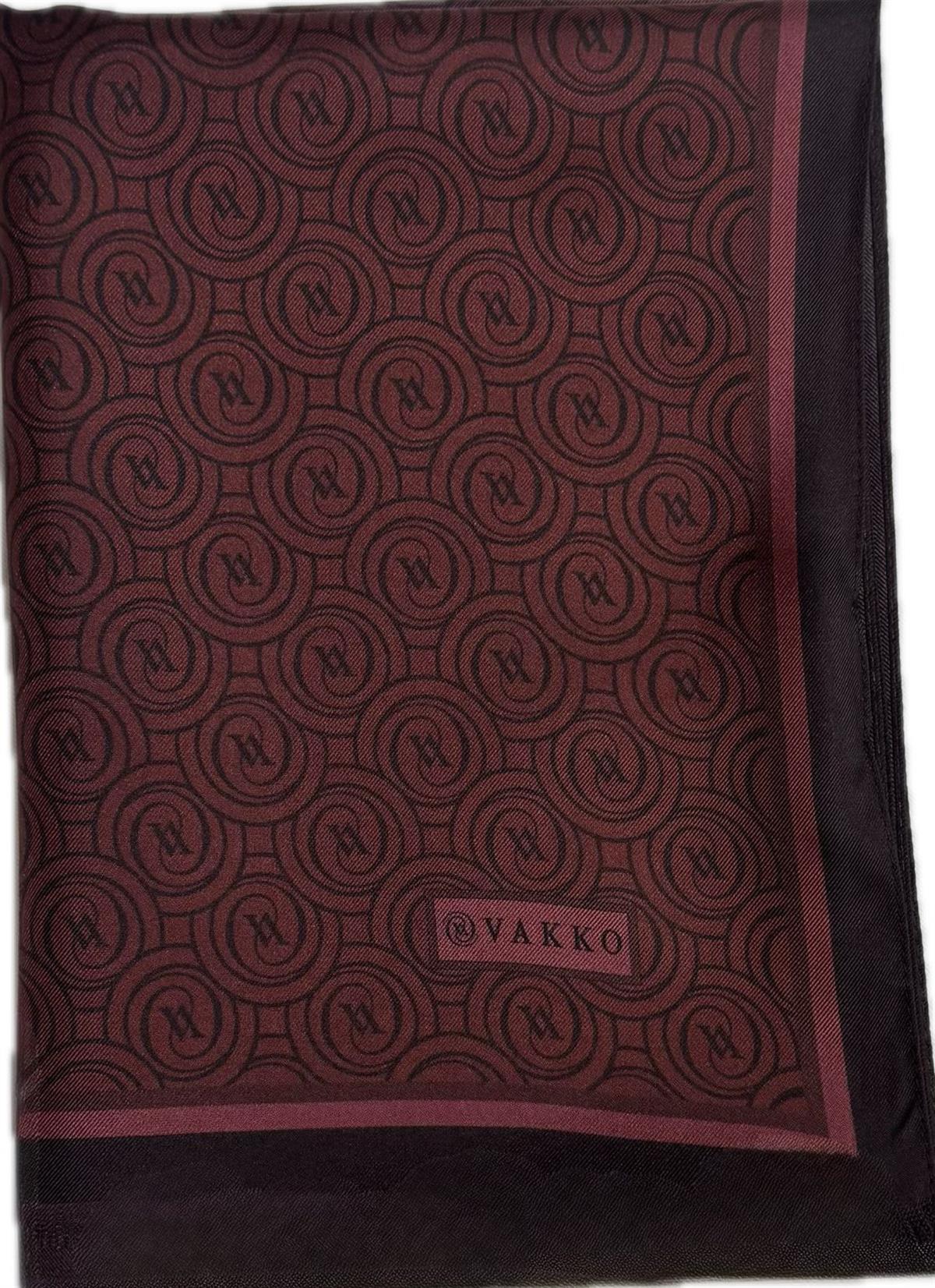 Vakko Tivil Monogram İpek Şal 41407-Bordo