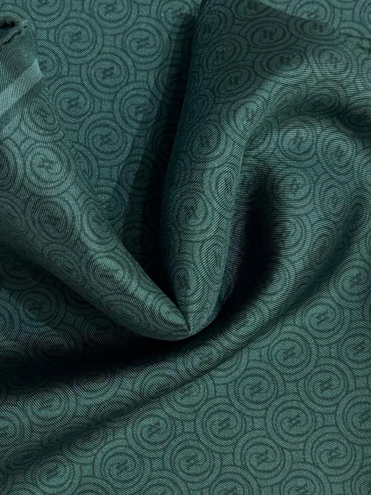 Vakko Tivil Monogram İpek Şal 41407-Zümrüt Yeşili