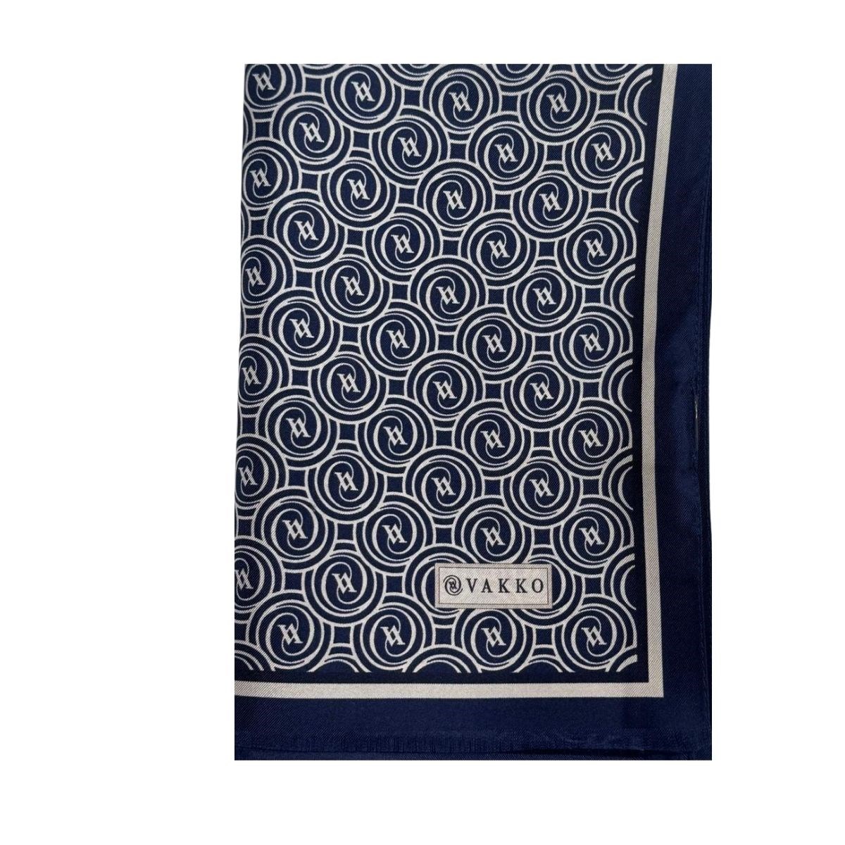 Vakko Tivil Monogram Şal 41407-Lacivert Ekru