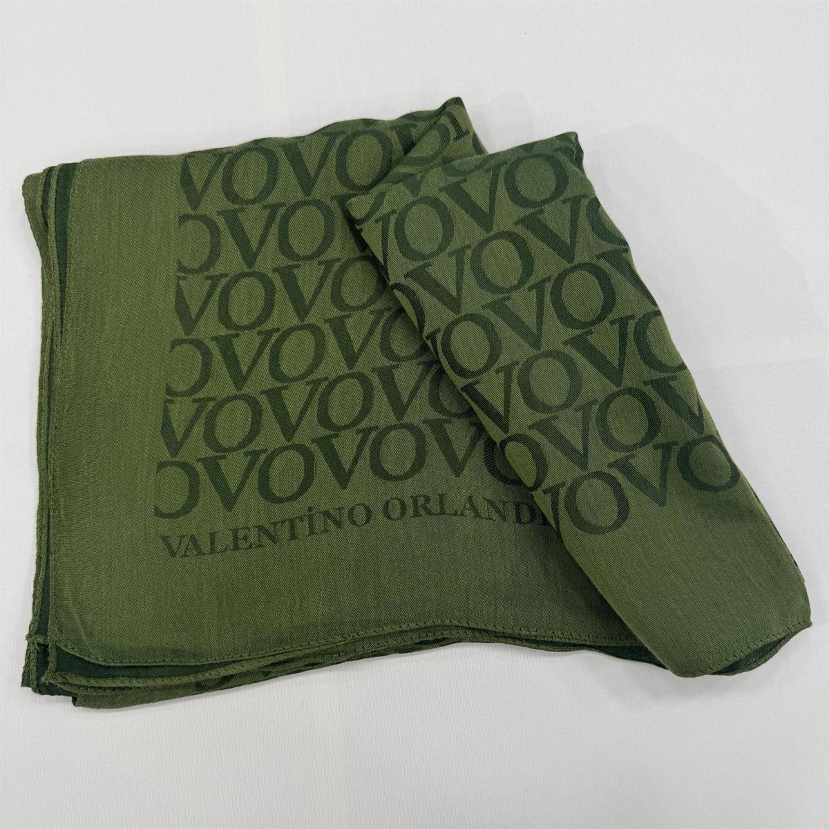 Valentino Orlandi Jakarlı Monogram Şal  27042025-Zümrüt Yeşili
