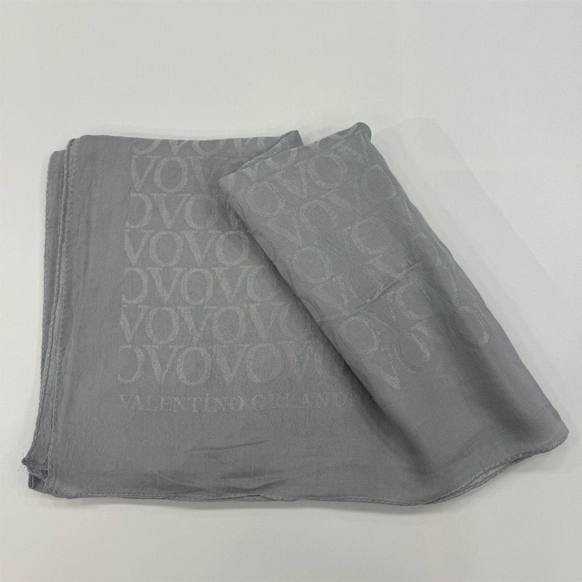 Valentino Orlandi Jakarlı Monogram Şal  27042025-Gümüş Gri