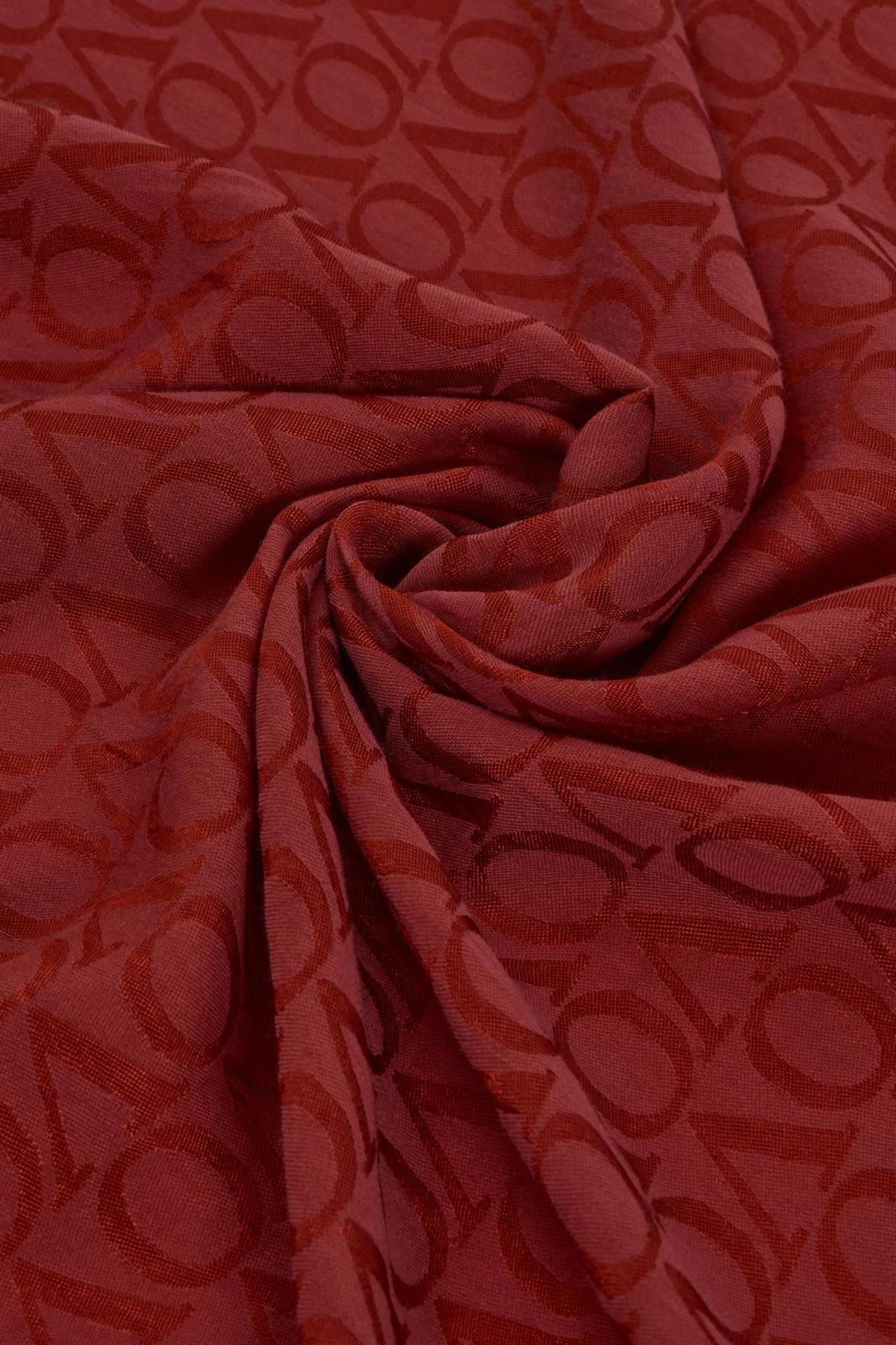 Valentino Orlandi Jakarlı Monogram Şal  27042025-Kırmızı