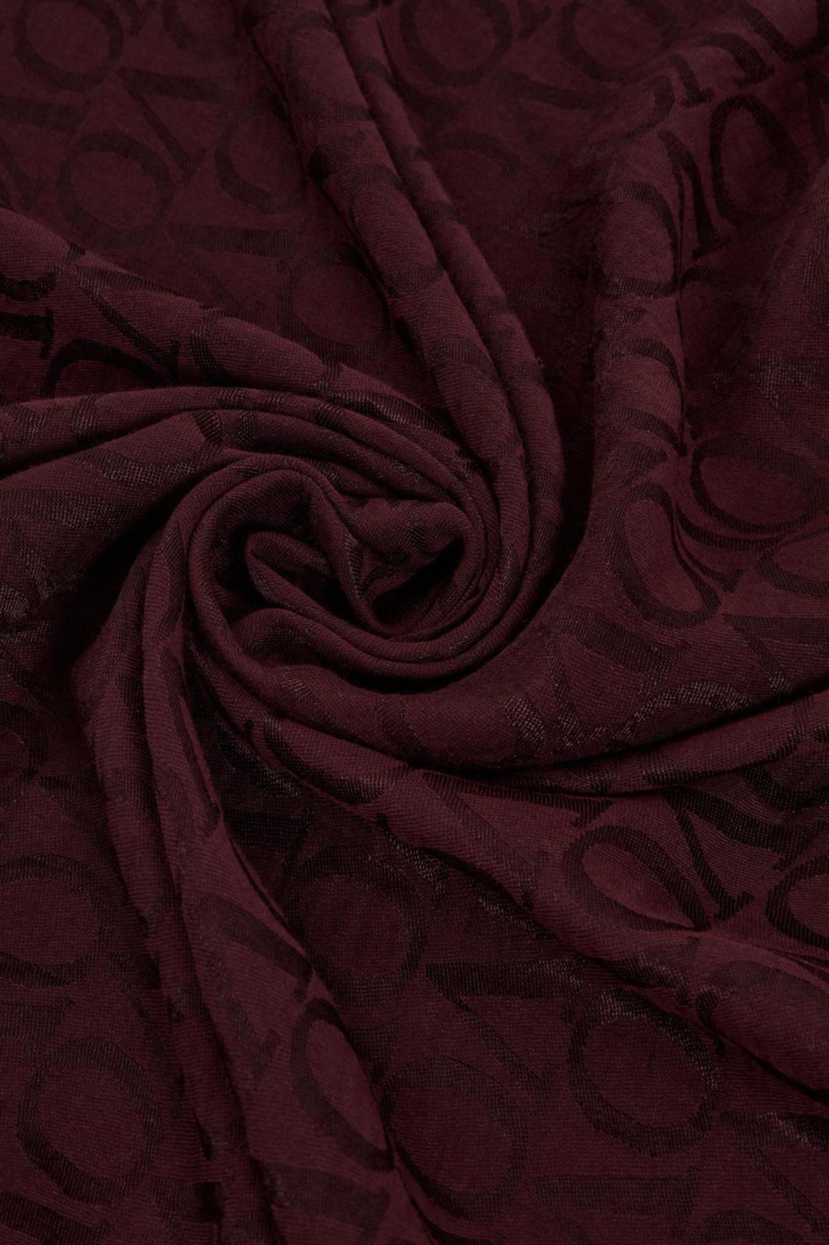 Valentino Orlandi Jakarlı Monogram Şal  27042025-Bordo