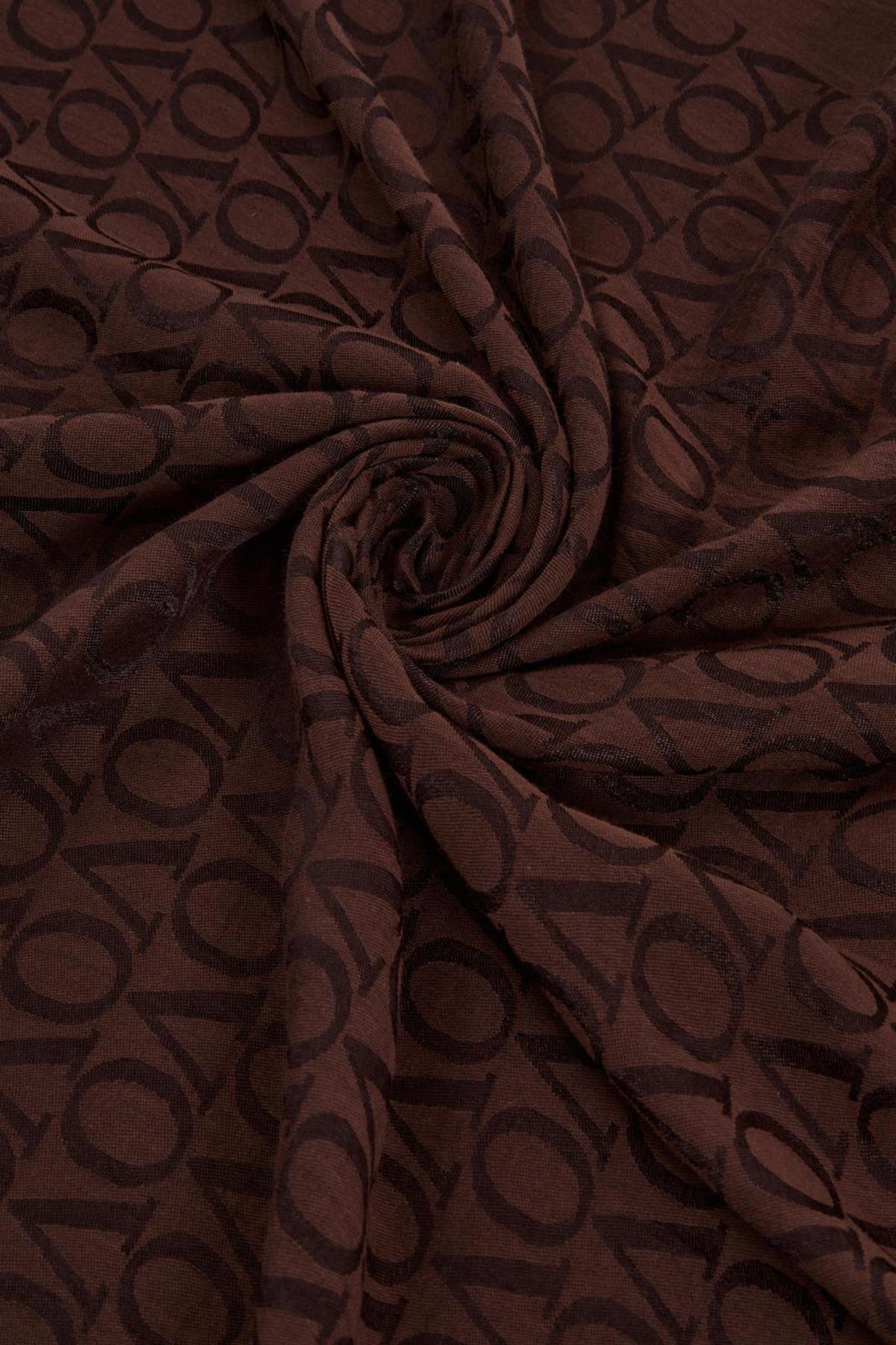 Valentino Orlandi Jakarlı Monogram Şal  27042025-Kahverengi