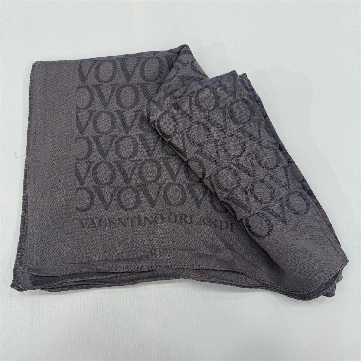 Valentino Orlandi Jakarlı Monogram Şal  27042025-Füme