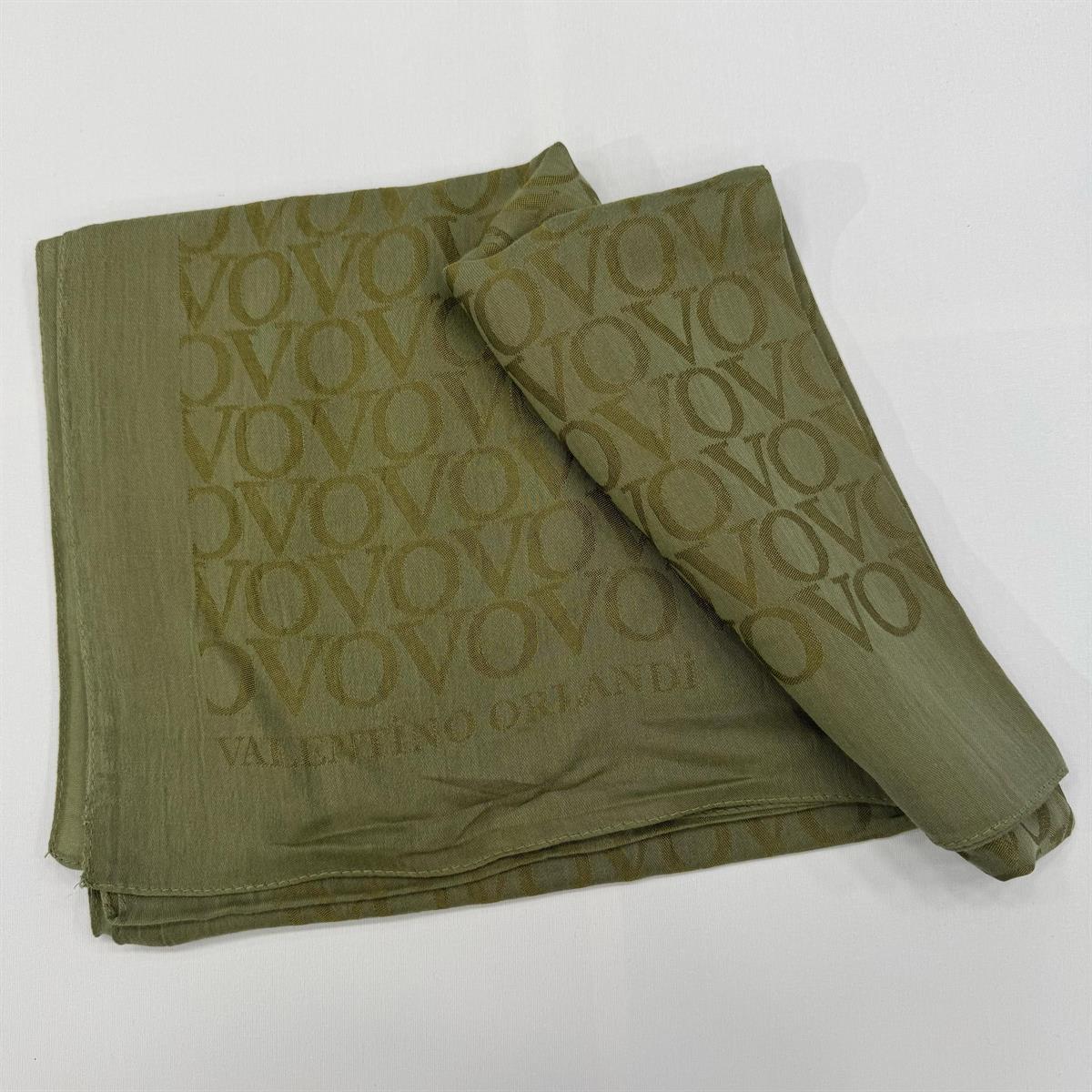 Valentino Orlandi Jakarlı Monogram Şal  27042025-Haki Yeşili