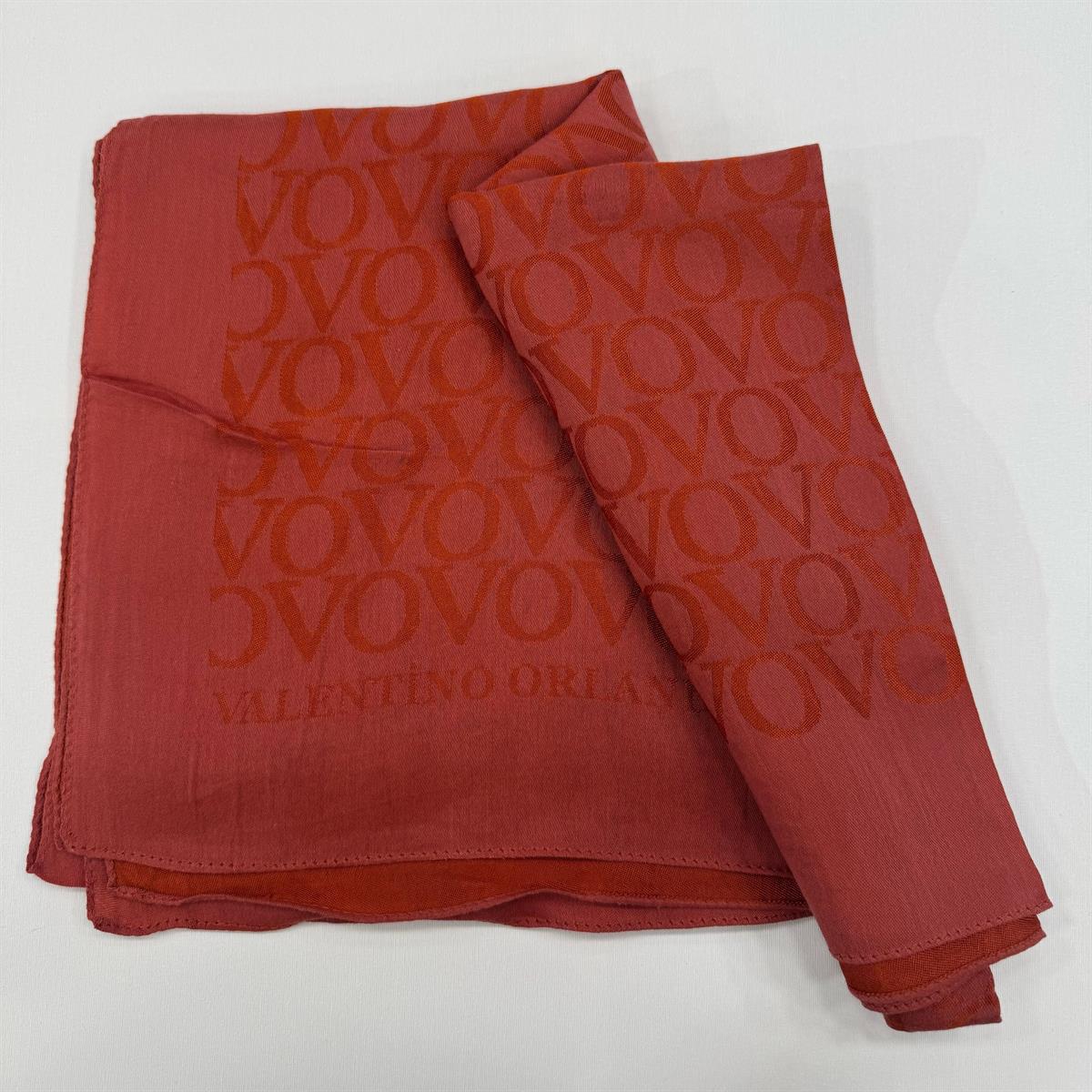 Valentino Orlandi Jakarlı Monogram Şal  27042025-Kırmızı