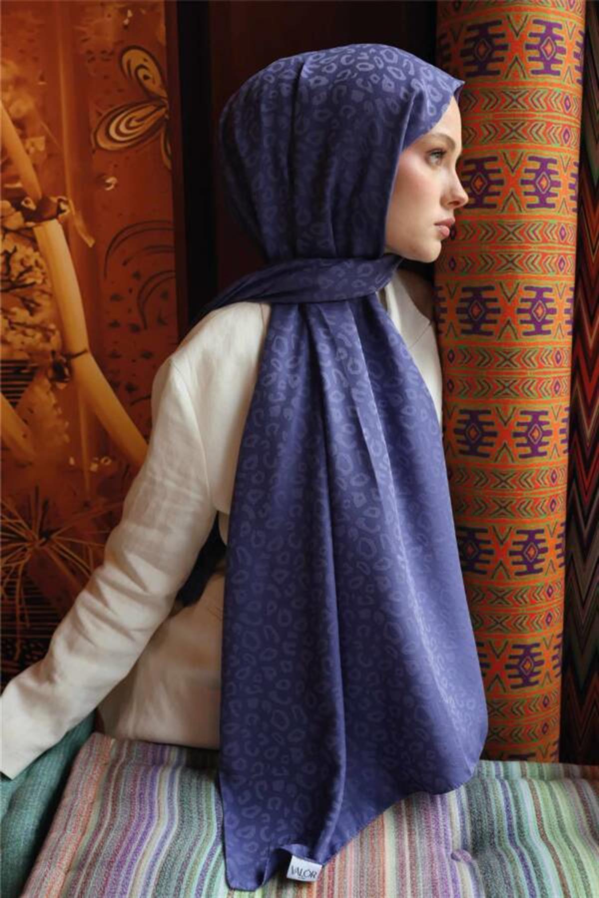 Valor Scarf Leopar Desen Şal 2657-Erguvan