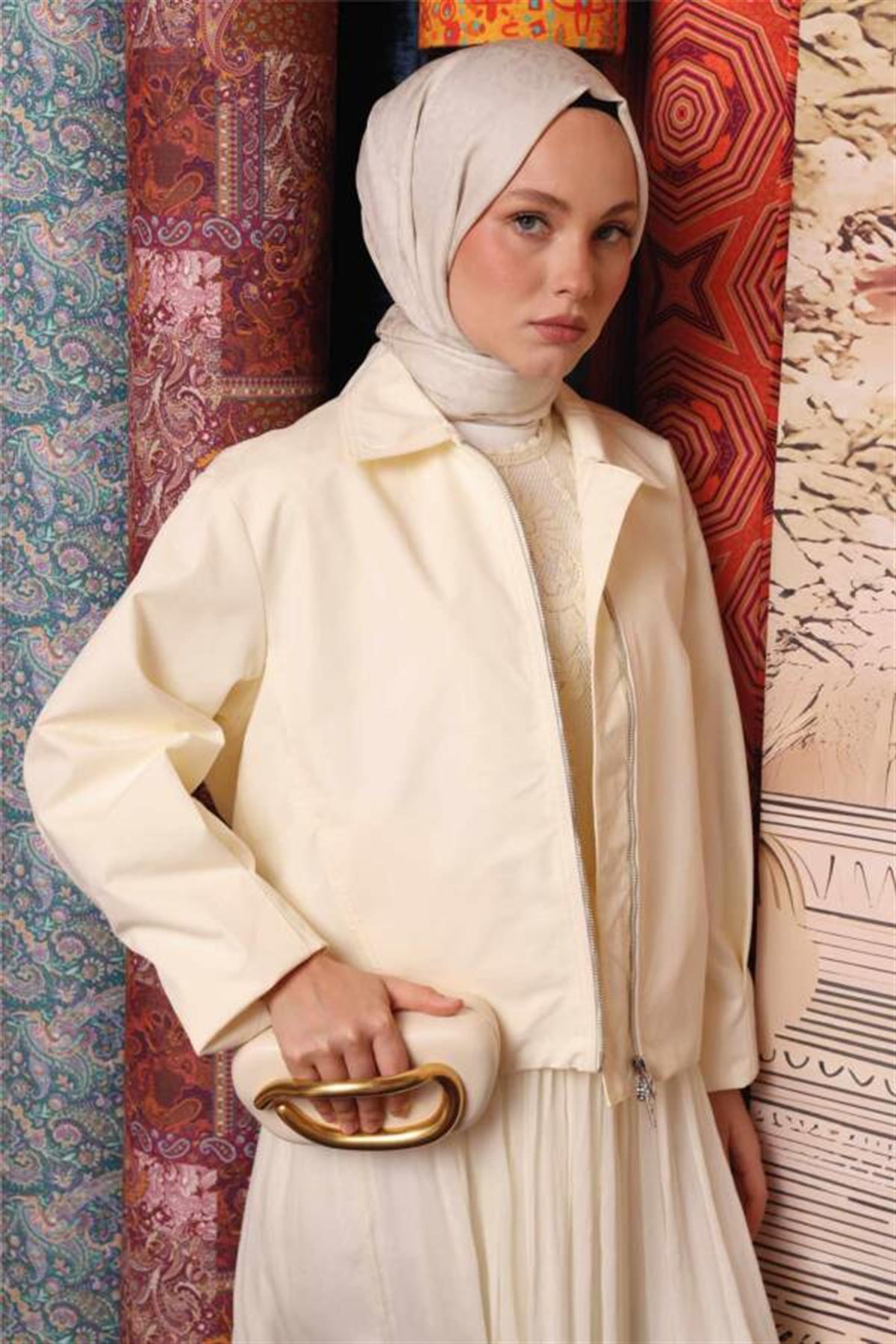 Valor Scarf Leopar Desen Şal 2657-İnci Tozu