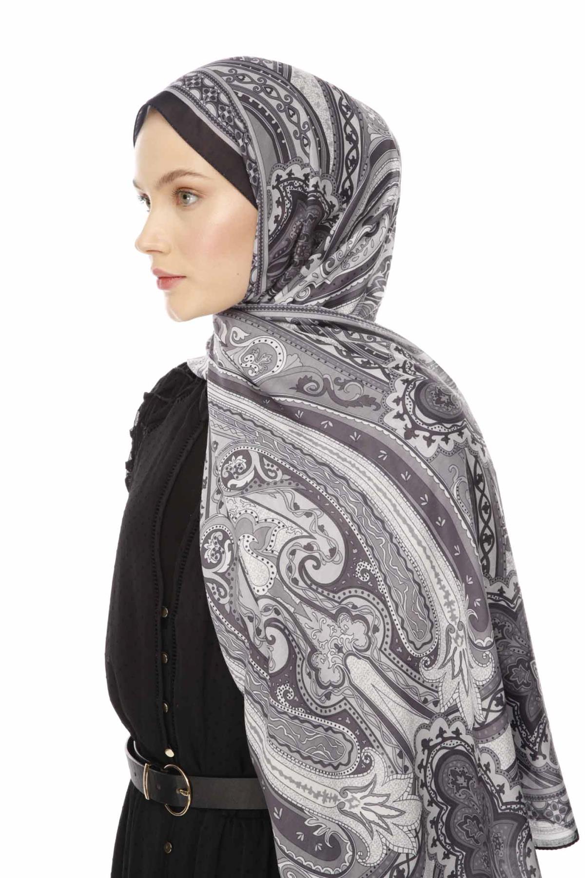 Valor Scarf Vintage Breeze Retro Desen Şal 2524-Siyah