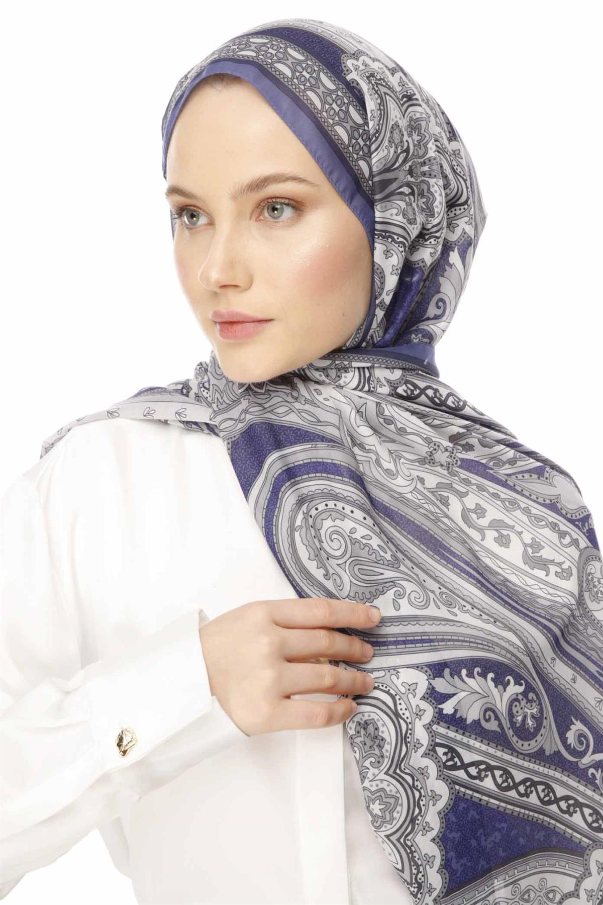 Valor Scarf Vintage Breeze Retro Desen Şal 2524-Lavanta