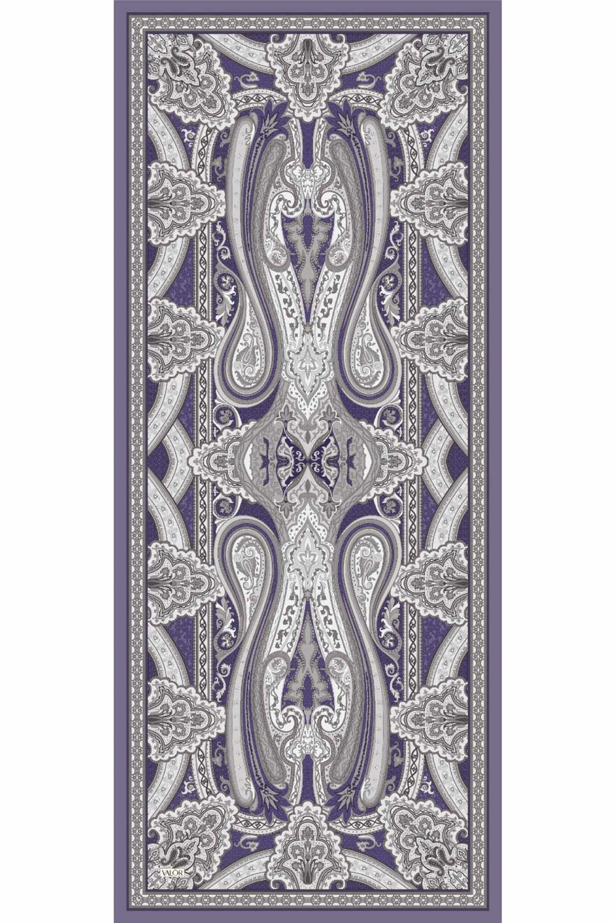 Valor Scarf Vintage Breeze Retro Desen Şal 2524-Lavanta