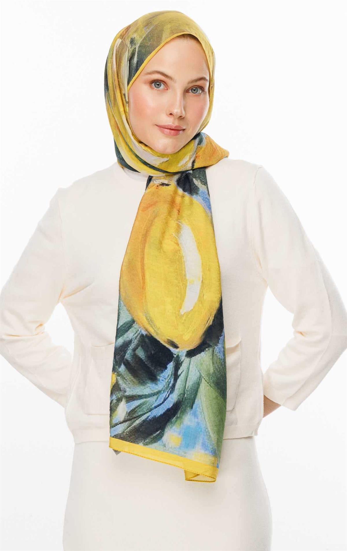 Valor Scarf Watercolor Lime Şal 08112024-2496