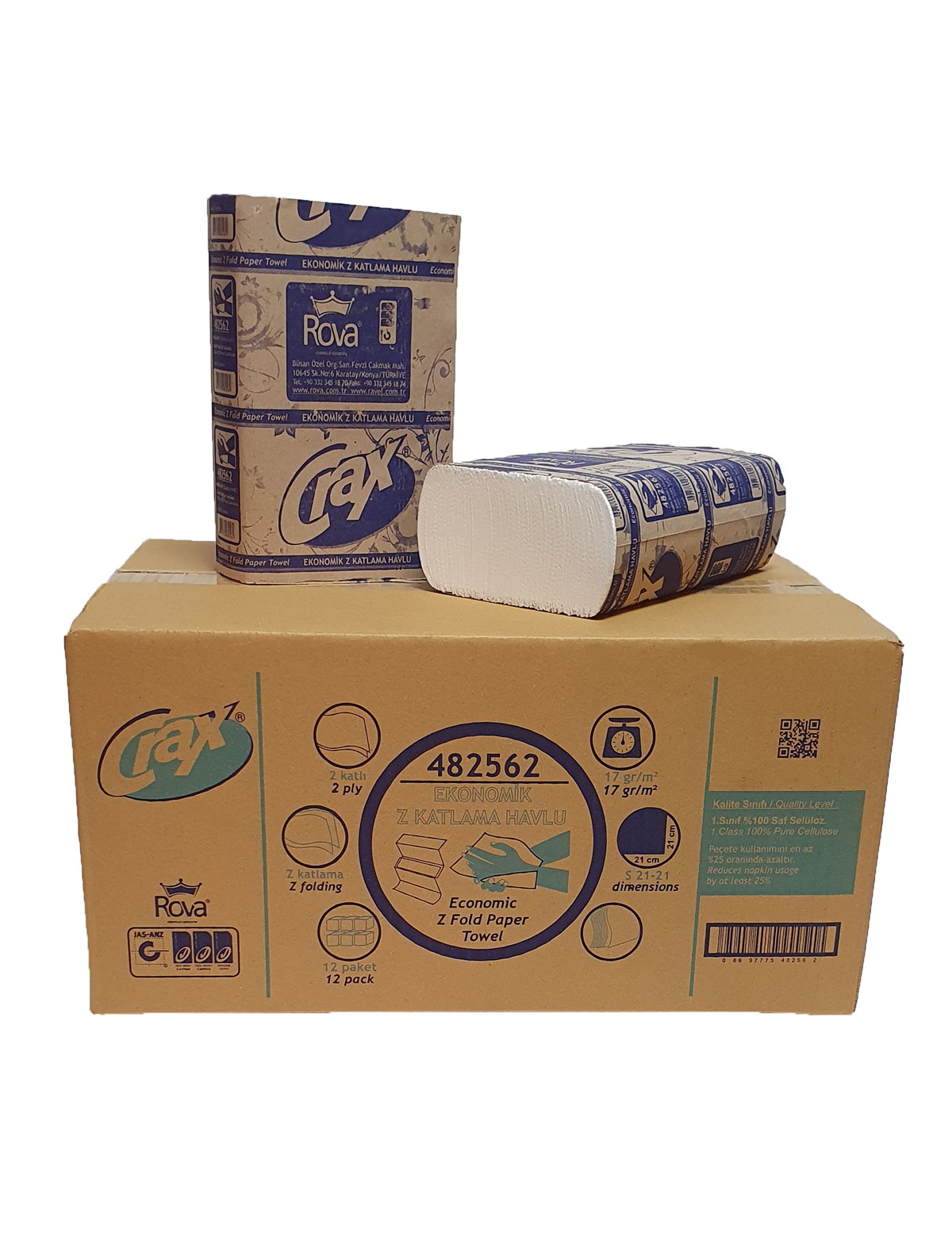 Crax 120 Yaprak Z Katlama Dispanser Kağıt Havlu 12 Pk. 