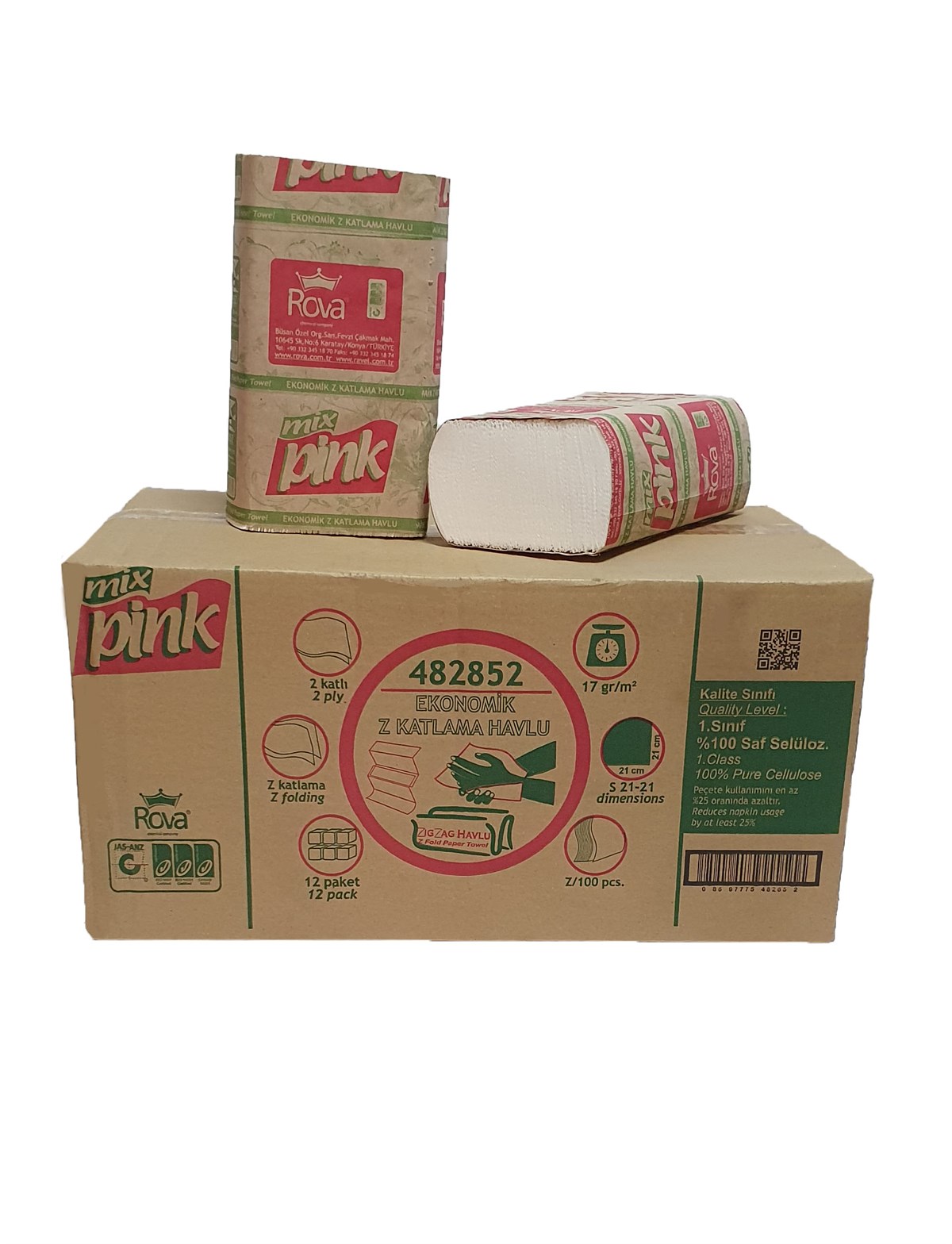 mixPink 100 Yaprak Z Katlama Dispenser Kağıt Havlu 12 Pk. 