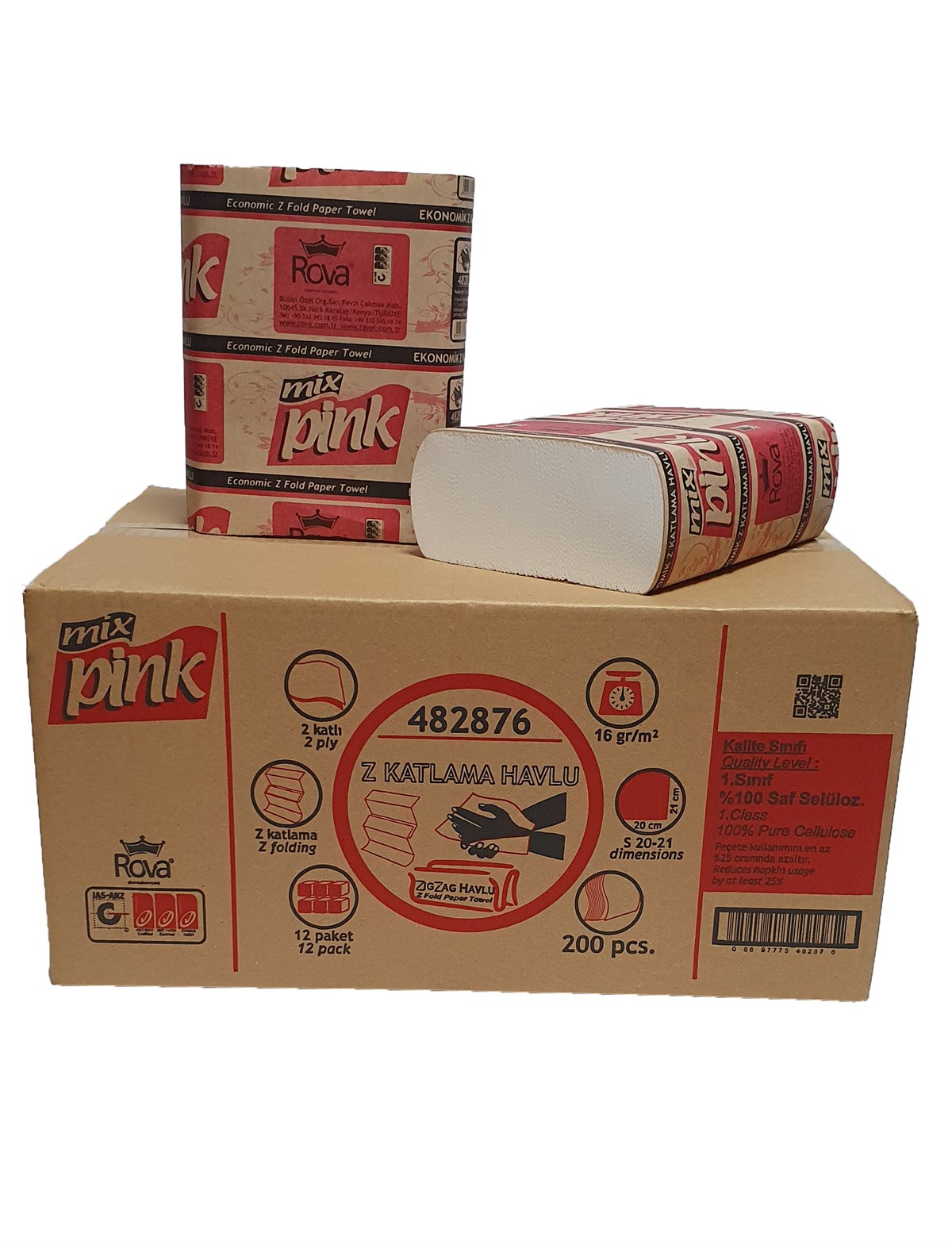 mixPink 200 Yaprak Z Katlama Dispenser Kağıt Havlu 12 Pk. 