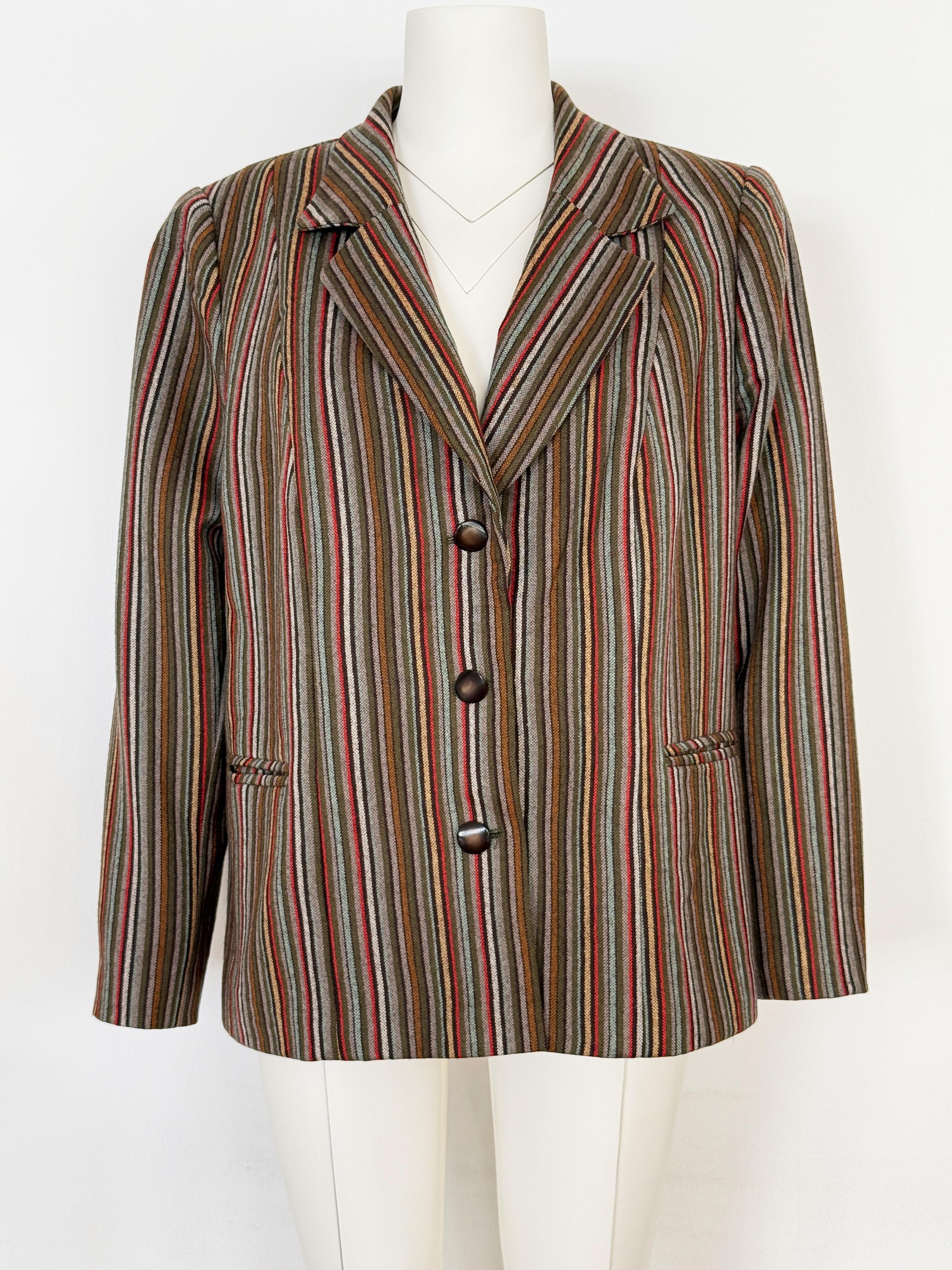 %100 YÜN RENKLİ ÇİZGİLİ BLAZER CEKET