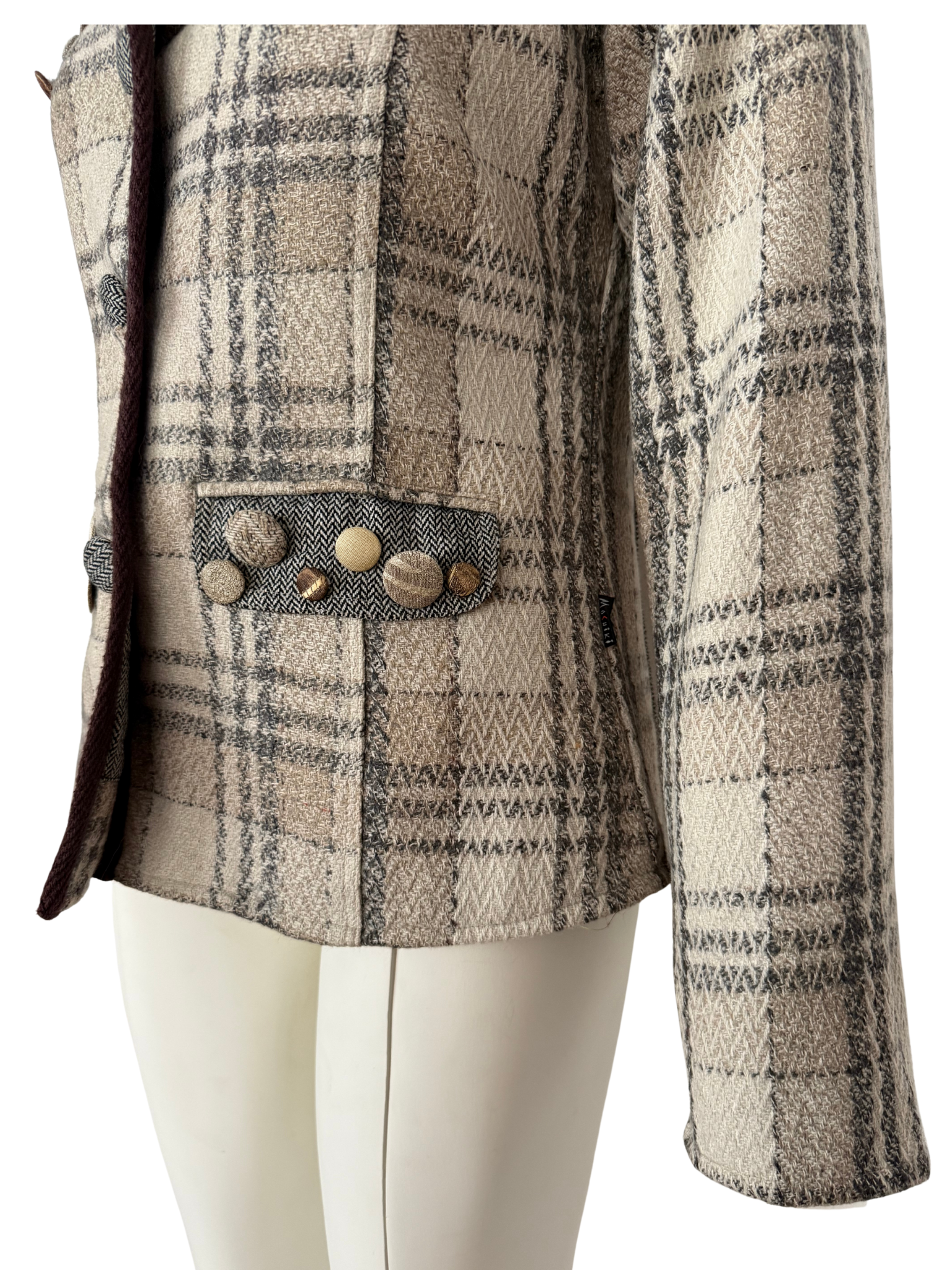 %100 YÜN GRİ-BEJ BLAZER CEKET