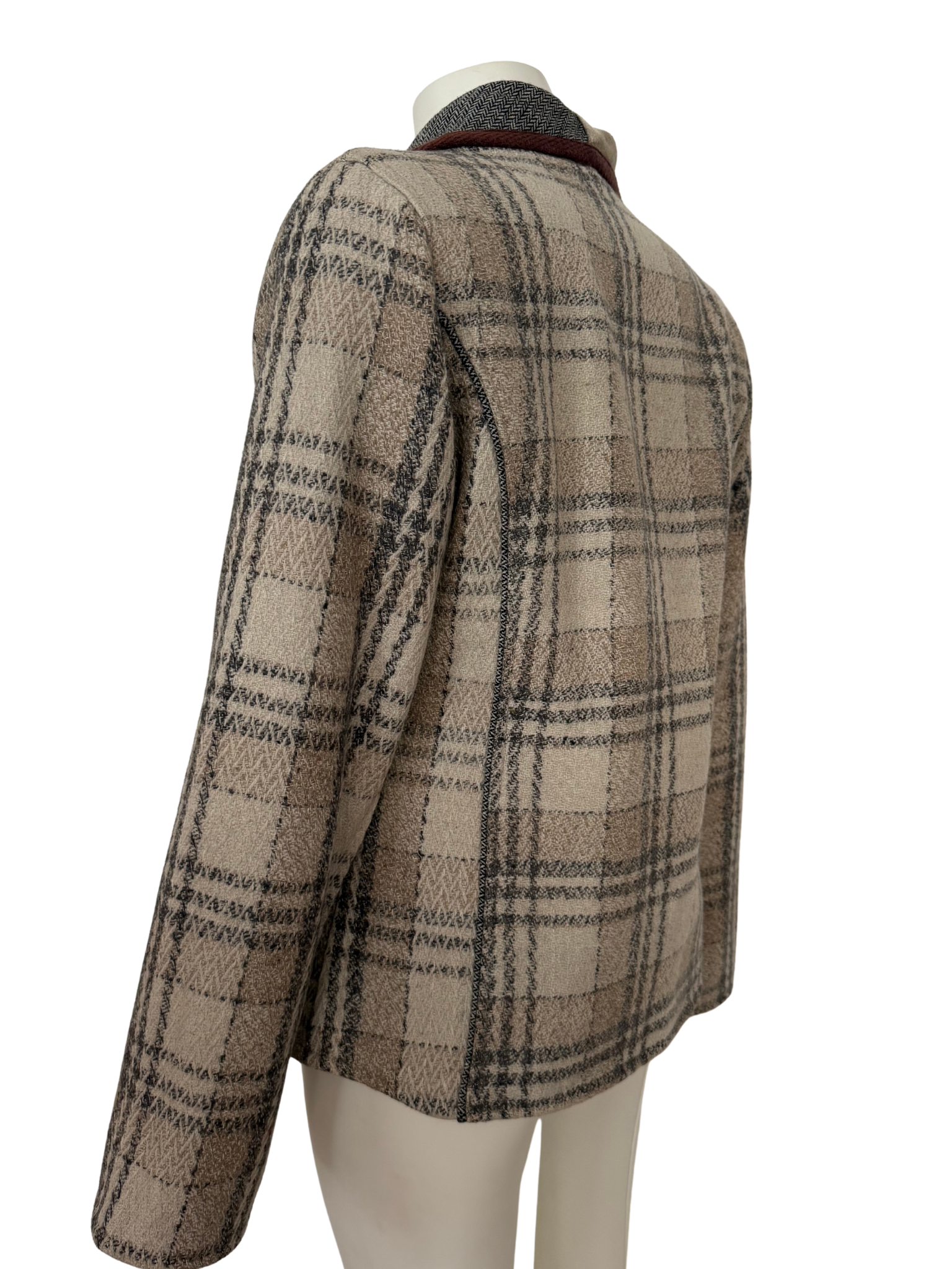 %100 YÜN GRİ-BEJ BLAZER CEKET