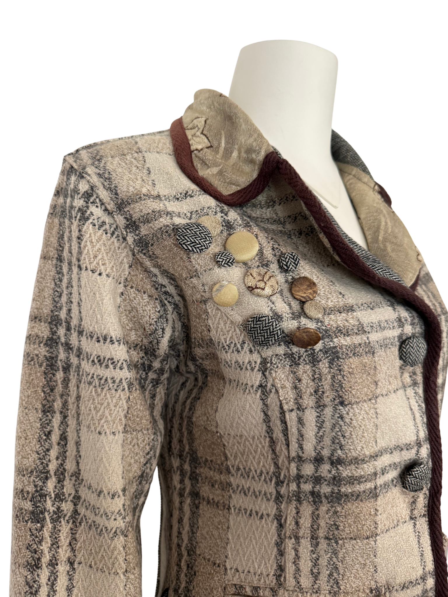 %100 YÜN GRİ-BEJ BLAZER CEKET