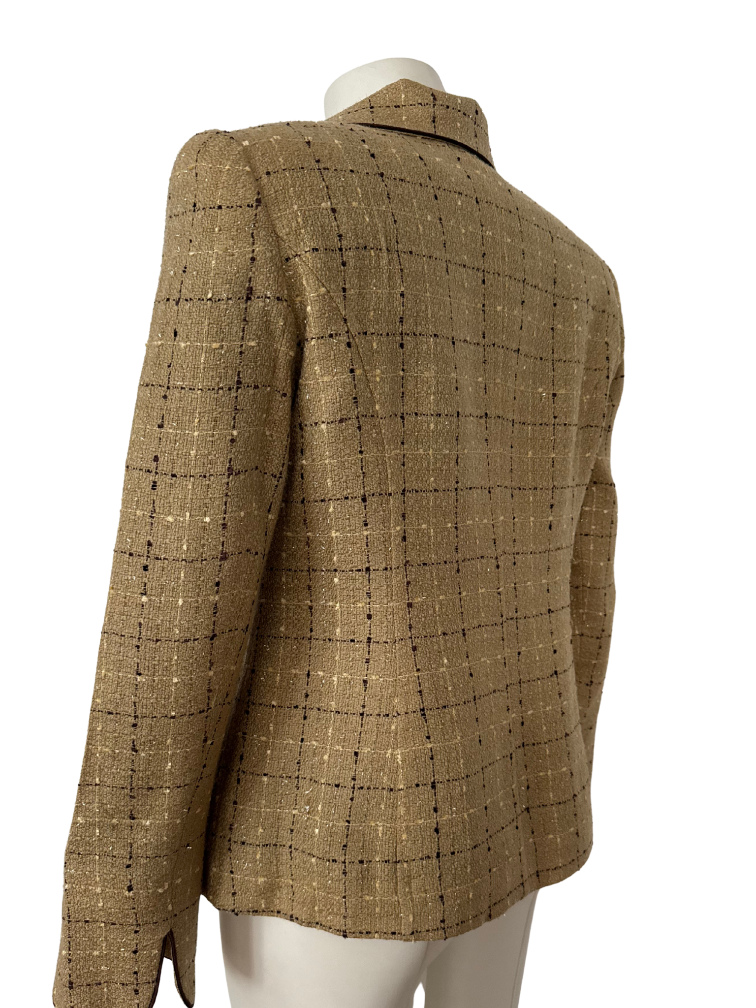 KAHVERENGİ-BEJ EKOSE BLAZER CEKET
