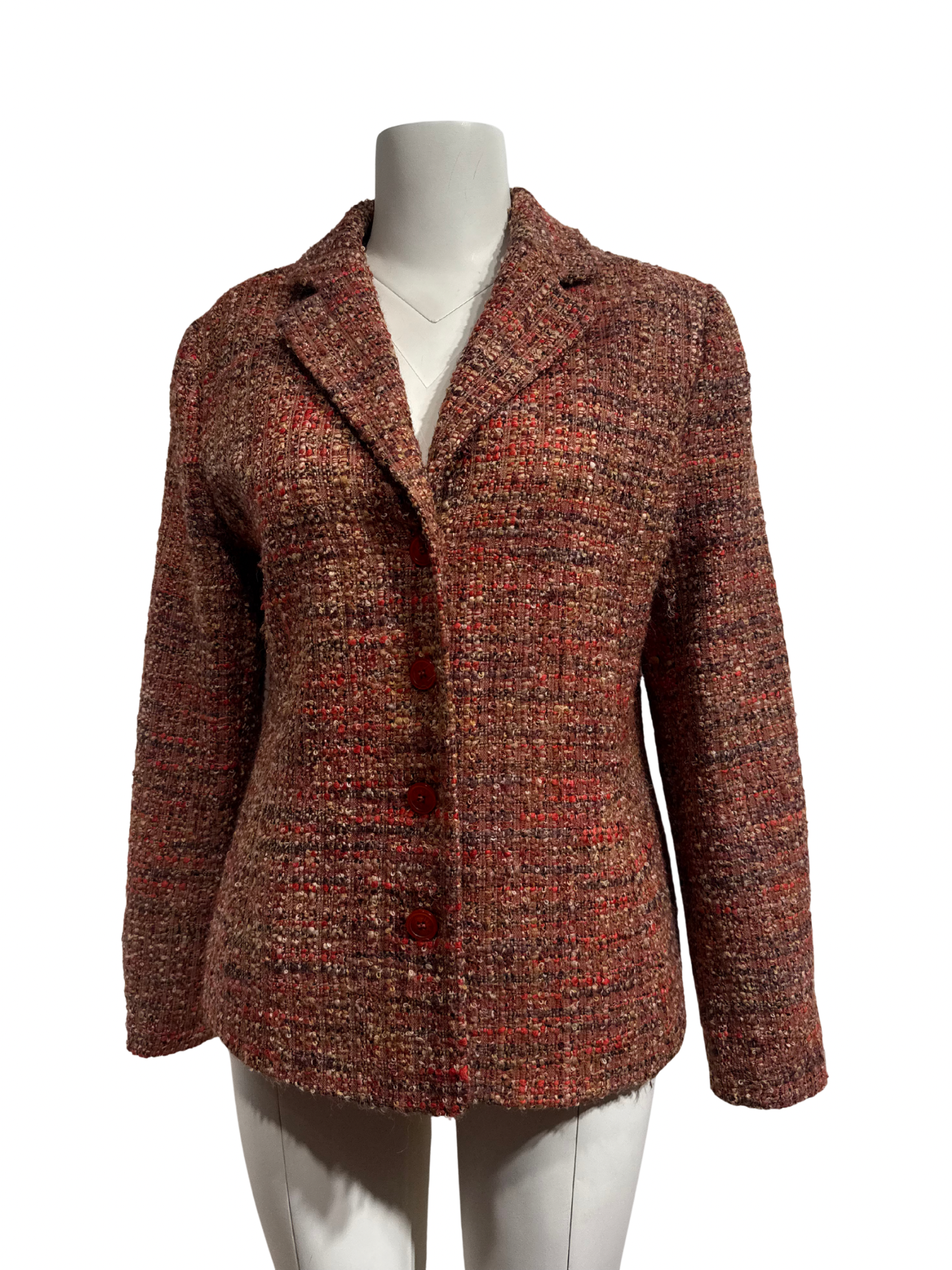 KAHVERENGİ-KİREMİT RENKLİ TÜVİT BLAZER CEKET