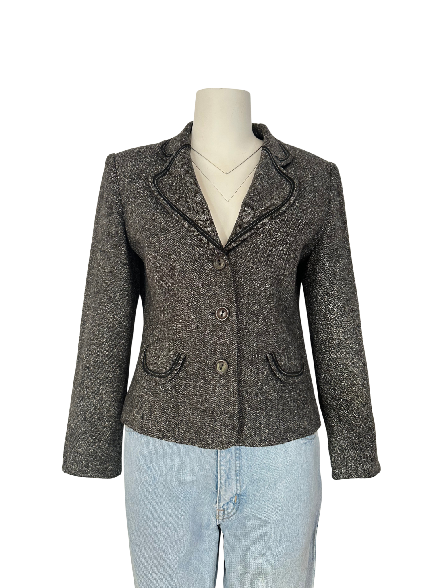 GRİ YÜN KARIŞIMLI BLAZER CEKET