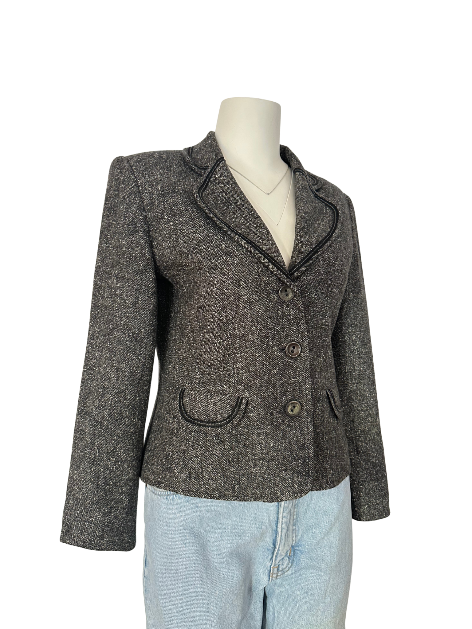 GRİ YÜN KARIŞIMLI BLAZER CEKET