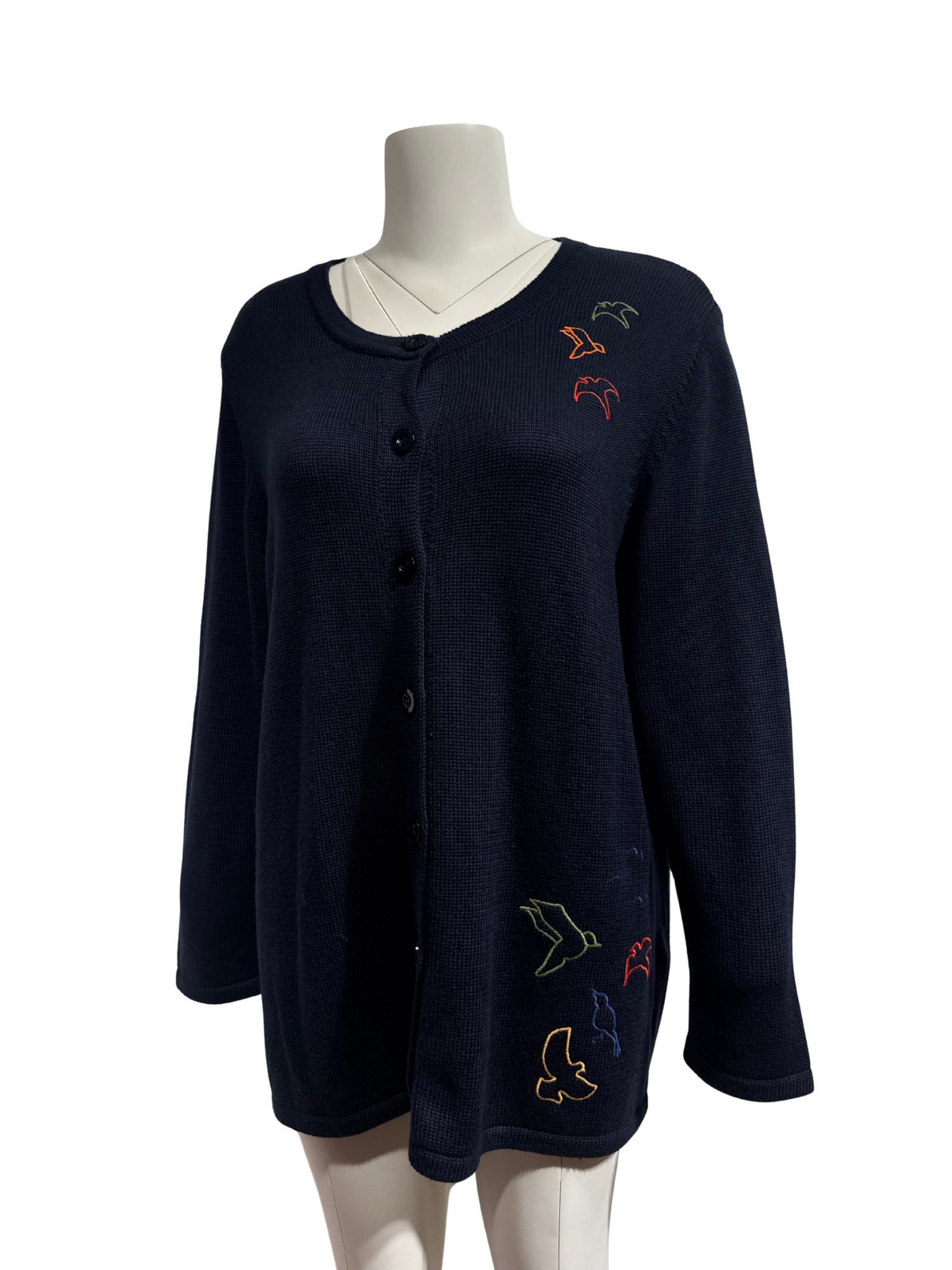 LACİVERT KUŞ İŞLEMELİ HIRKA