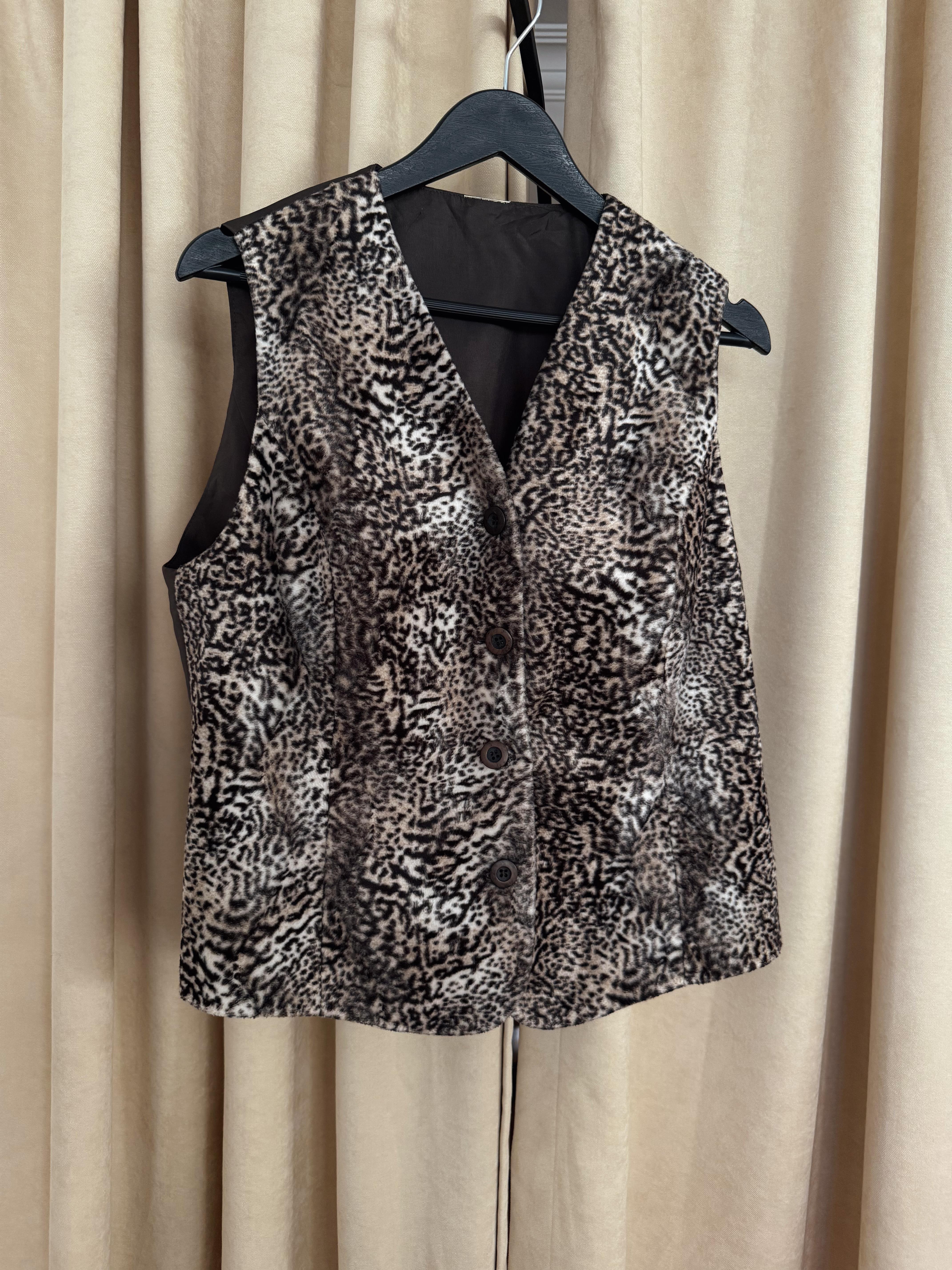 LEOPAR DESENLİ KADİFE YELEK