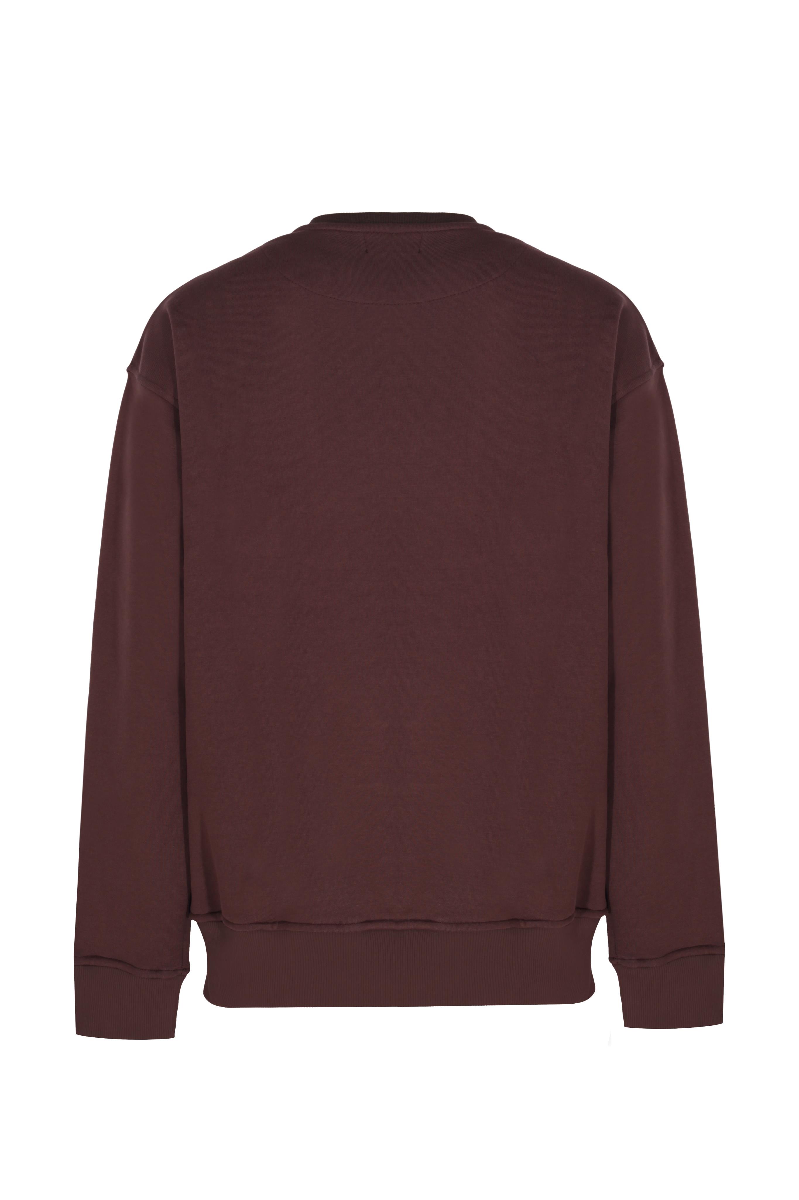 Monokrom Logo Nakışlı Sweatshirt Kahverengi