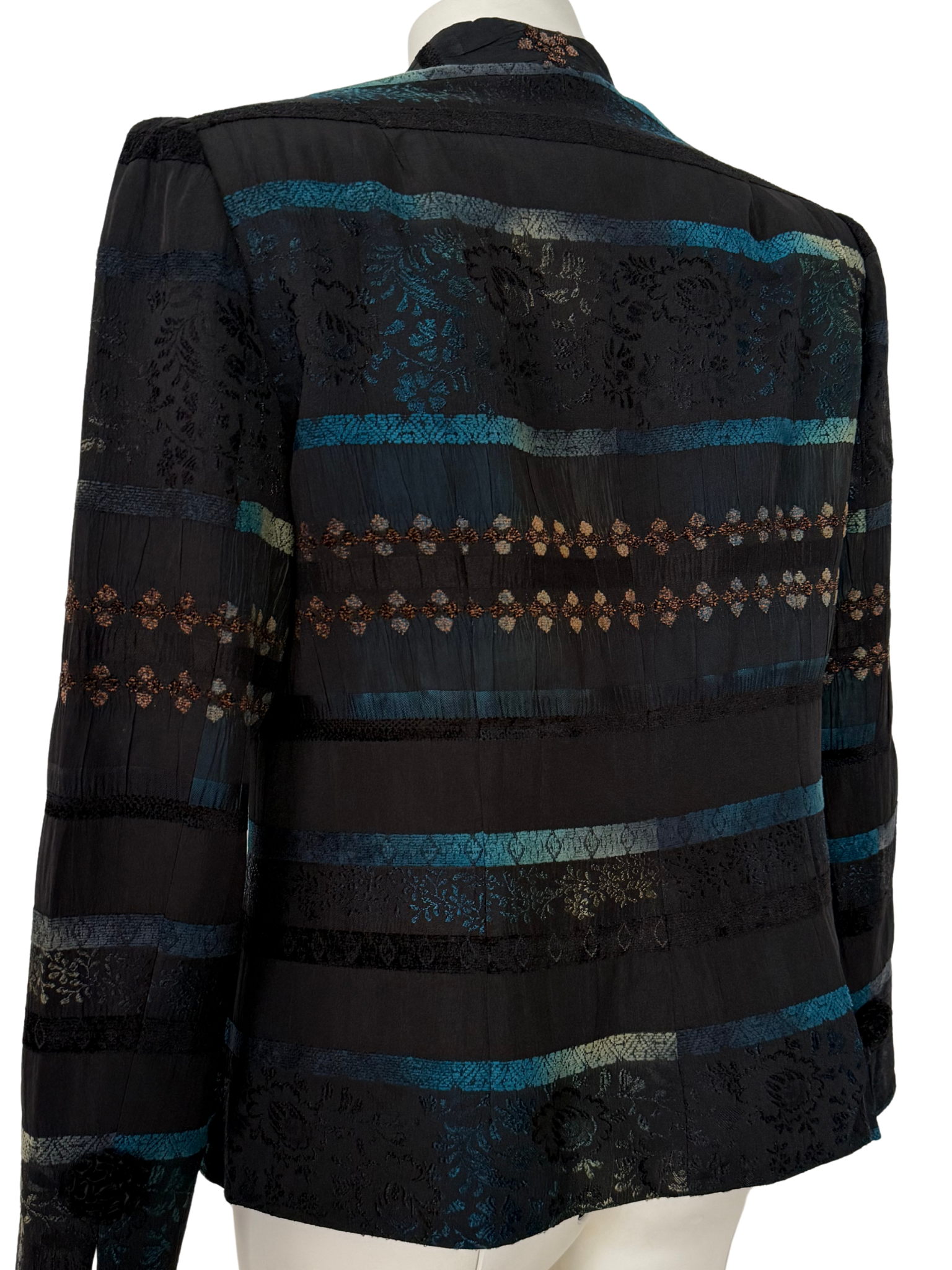 SİYAH-YEŞİL-LACİVERT JAKARLI BLAZER CEKET