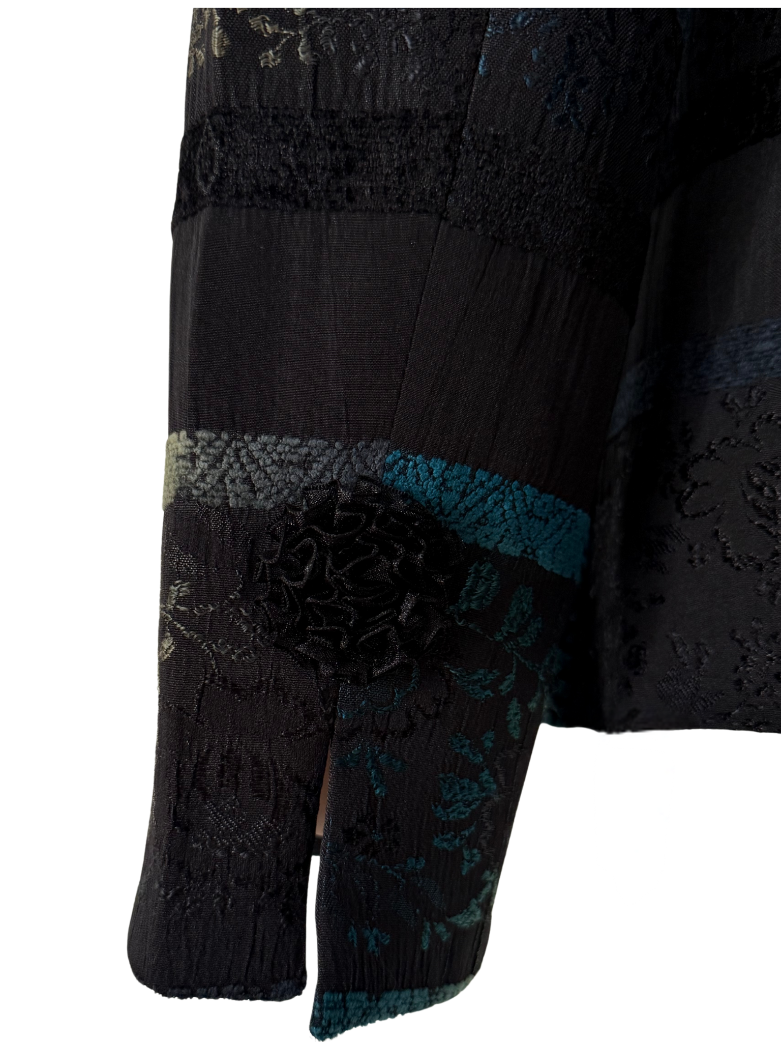 SİYAH-YEŞİL-LACİVERT JAKARLI BLAZER CEKET