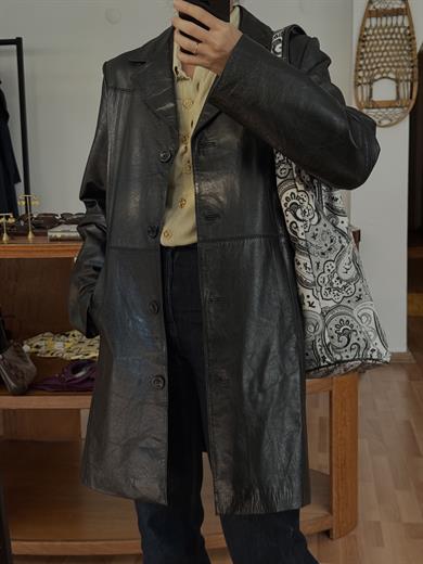%100 DERİ SİYAH OVERSIZE CEKET