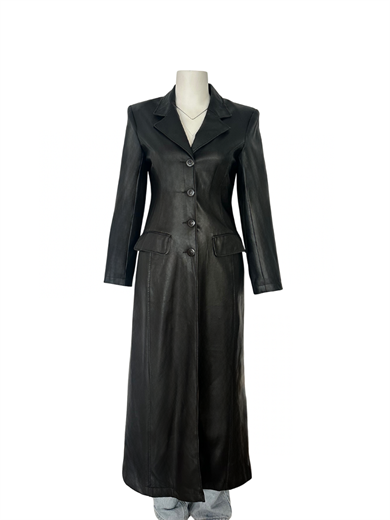 %100 DERİ SİYAH TRENÇKOT