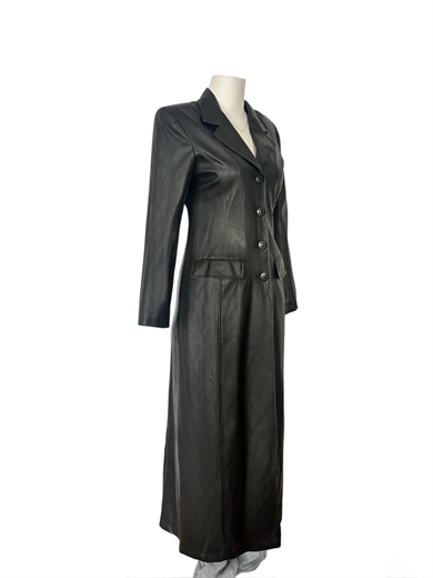 %100 DERİ SİYAH TRENÇKOT