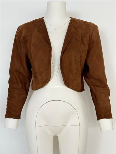 %100 DERİ TABA CROP CEKET