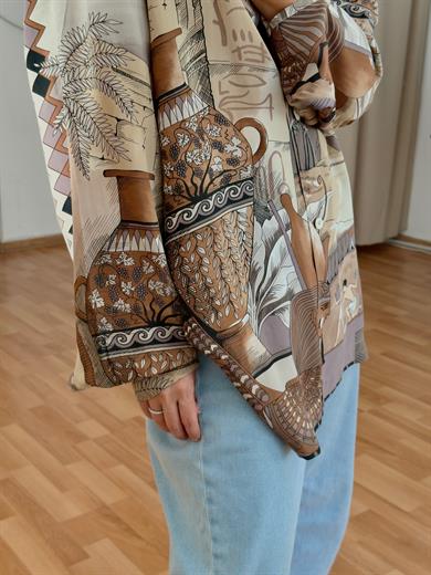 %100 İPEK EGYPTIAN PRINT GÖMLEK
