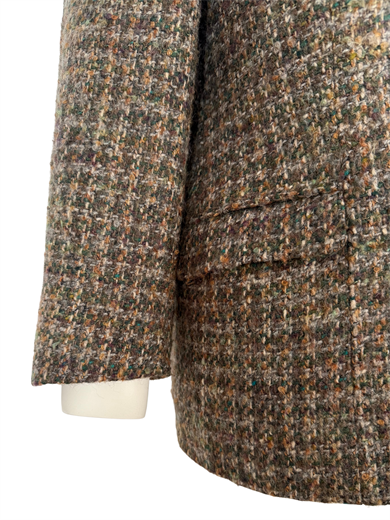 %100 YÜN KAHVE-YEŞİL TONLU BLAZER CEKET